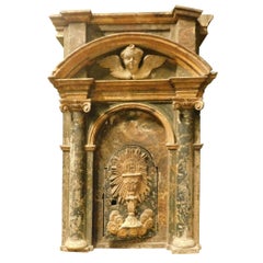 Antique Tabernacle in Lacquered and Gilded Wood, 16th Century, Italy