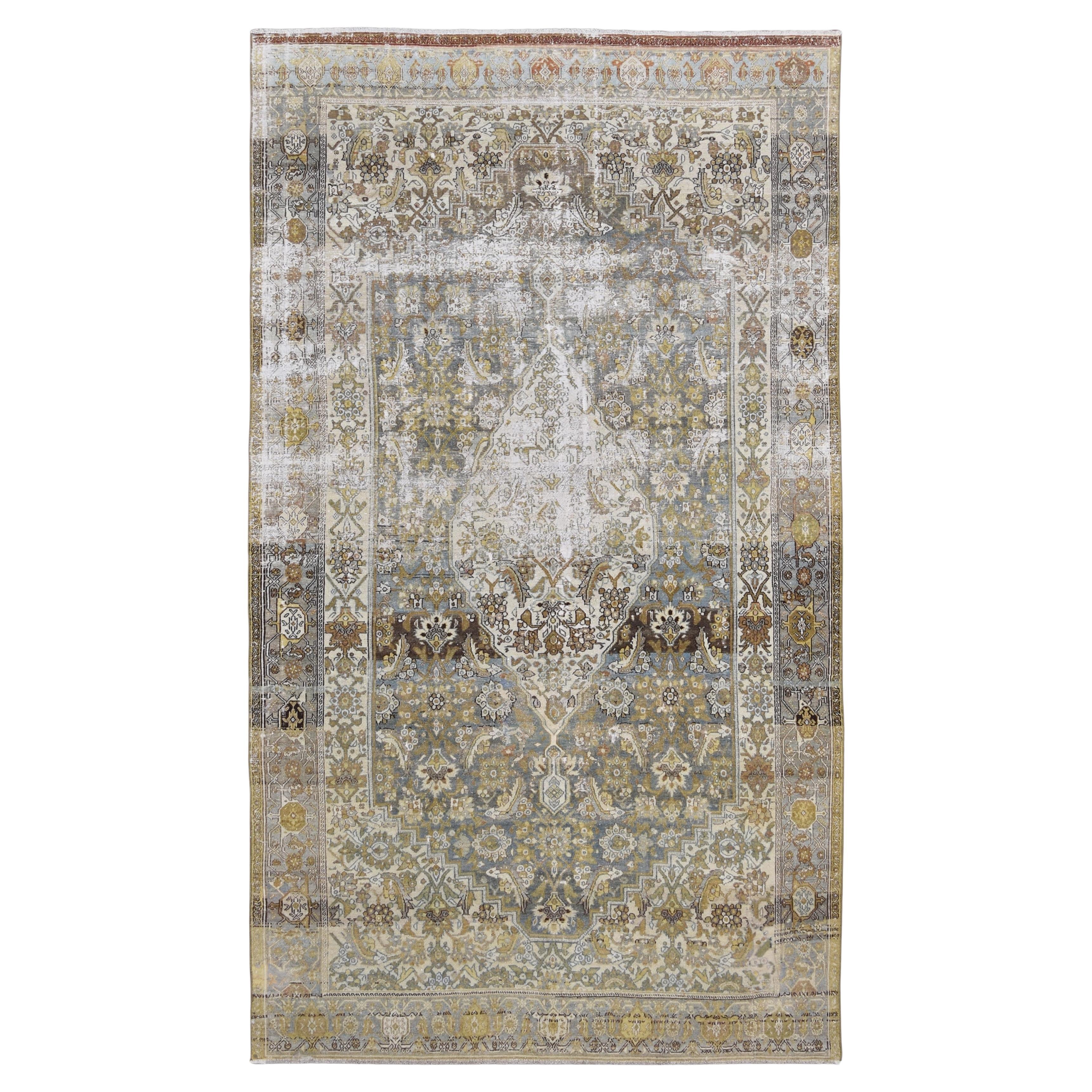 Antiquités Malayer Tapis de laine souple vert et Brown Tapis 6'10'' x11'10''
