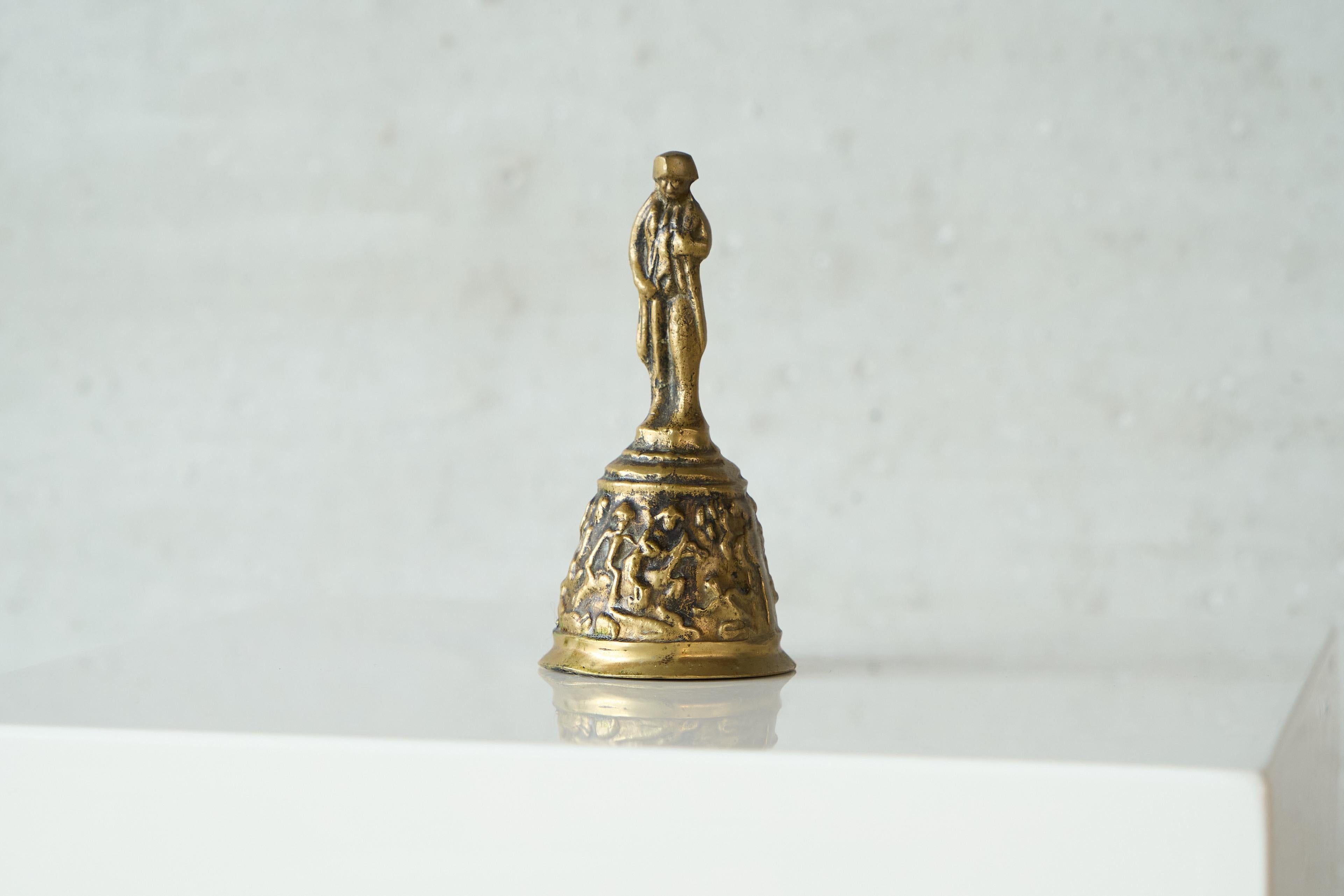 Hand-Crafted Antique Table Bell in Patinated Brass For Sale