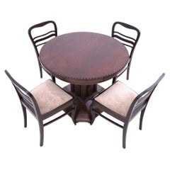 Antique table + chairs set, Western Europe, early 20th century.