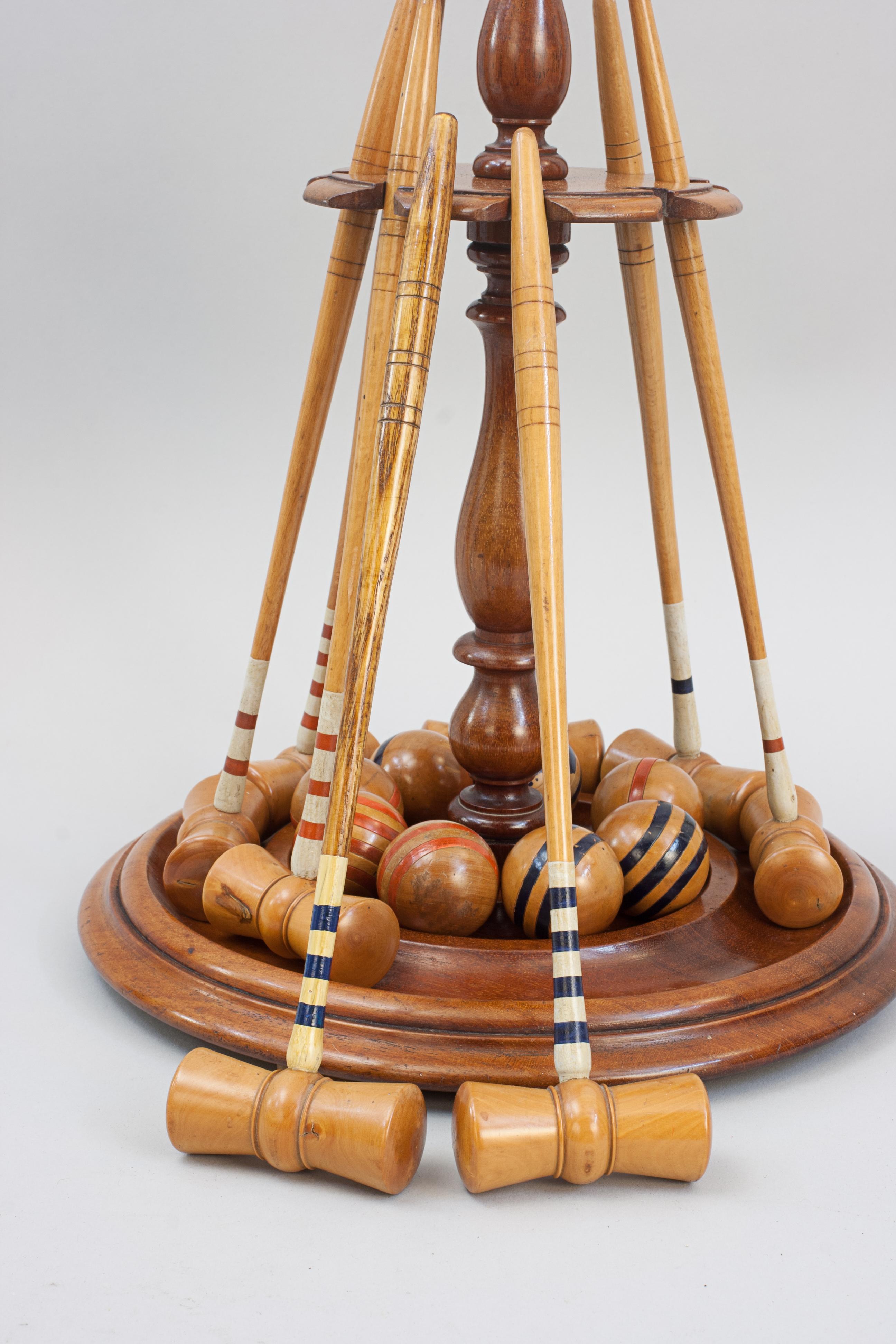 Antique Table Croquet Set on Stand For Sale 3