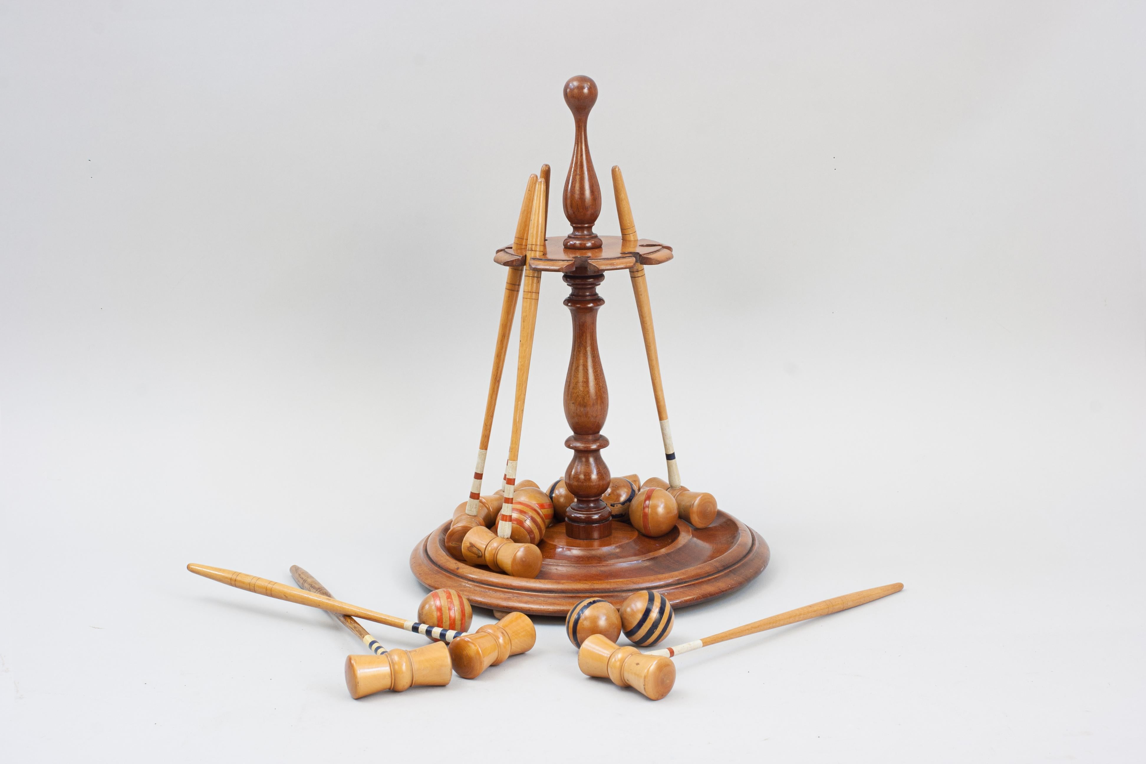 Antique Table Croquet Set on Stand For Sale 4