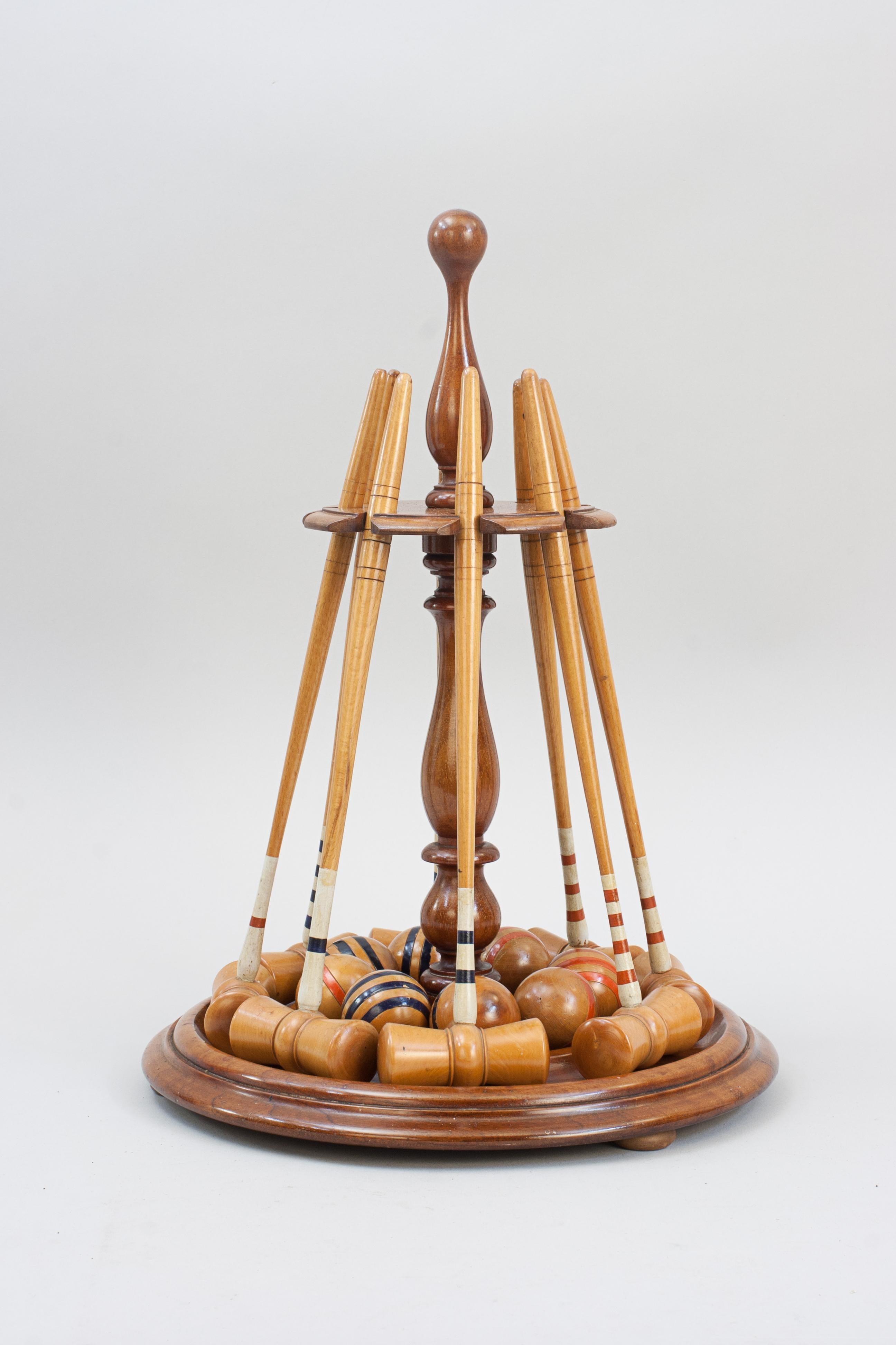 Antique Table Croquet Set on Stand For Sale 6