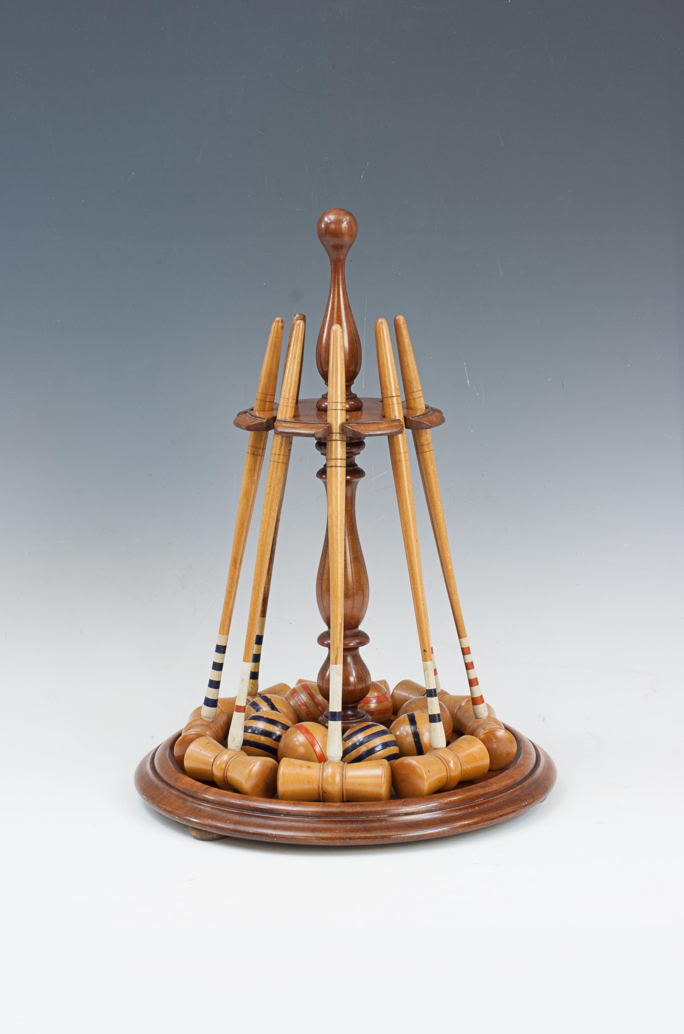 British Antique Table Croquet Set on Stand For Sale