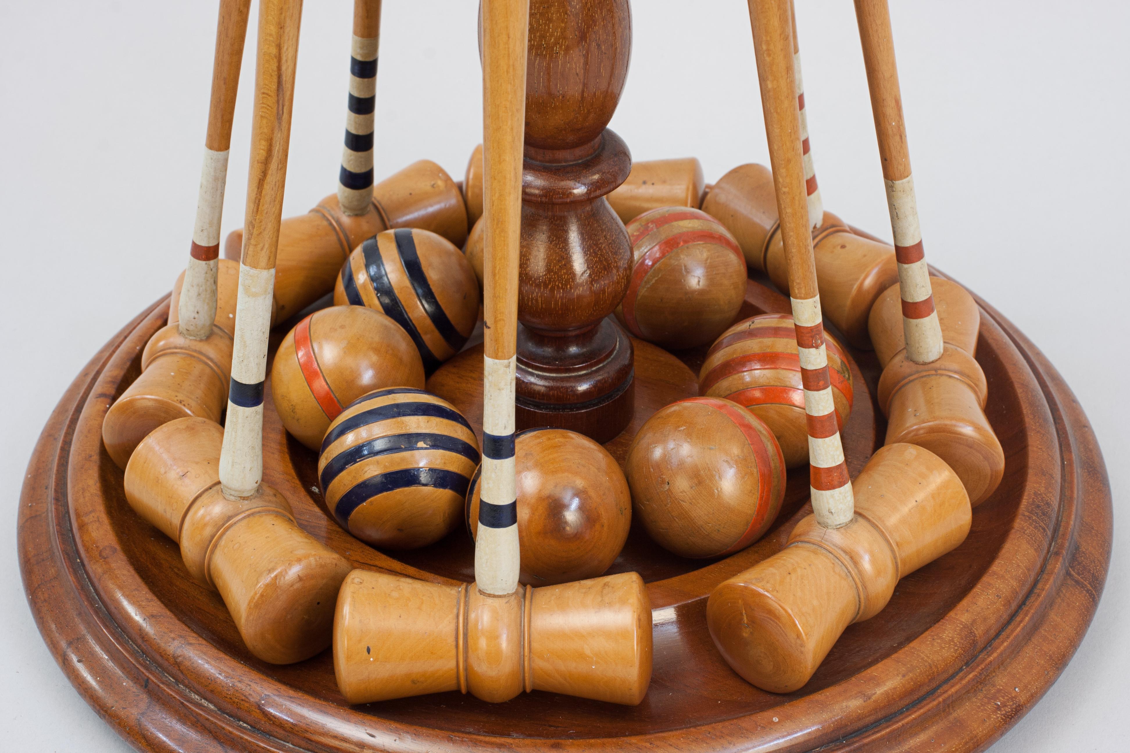 Antique Table Croquet Set on Stand For Sale 2