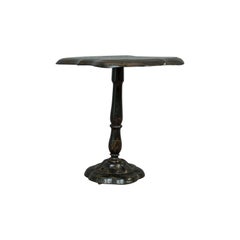 Antique Table, Ebonized, Papier Mache, Mother of Pearl, Side, Lamp, Wine, Tilt