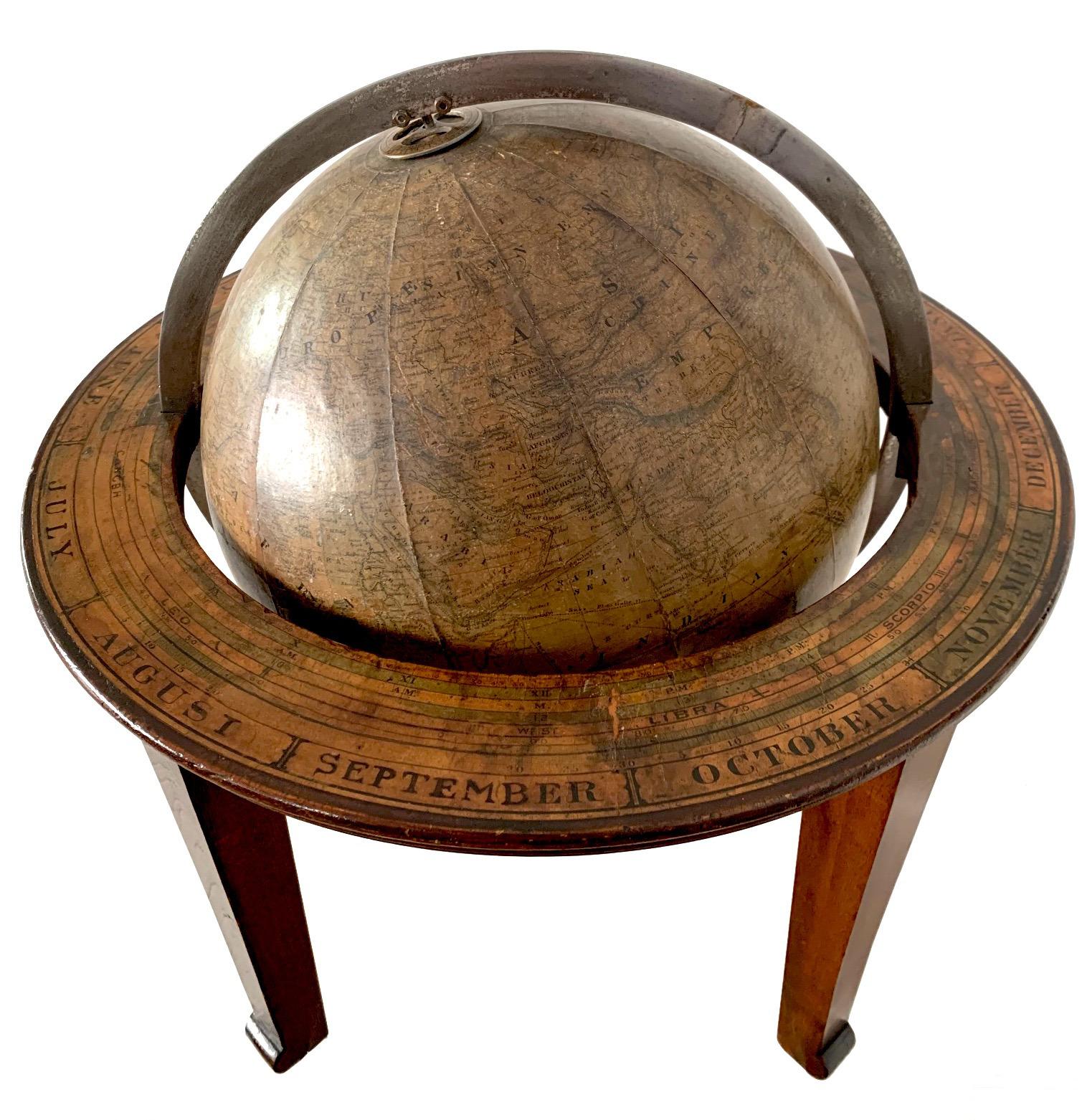 This rare table globe, signed schedler's New York on the sphere, is mounted on an elegant mahogany stand and has brass and steel fittings,
Weight 3,30kg.