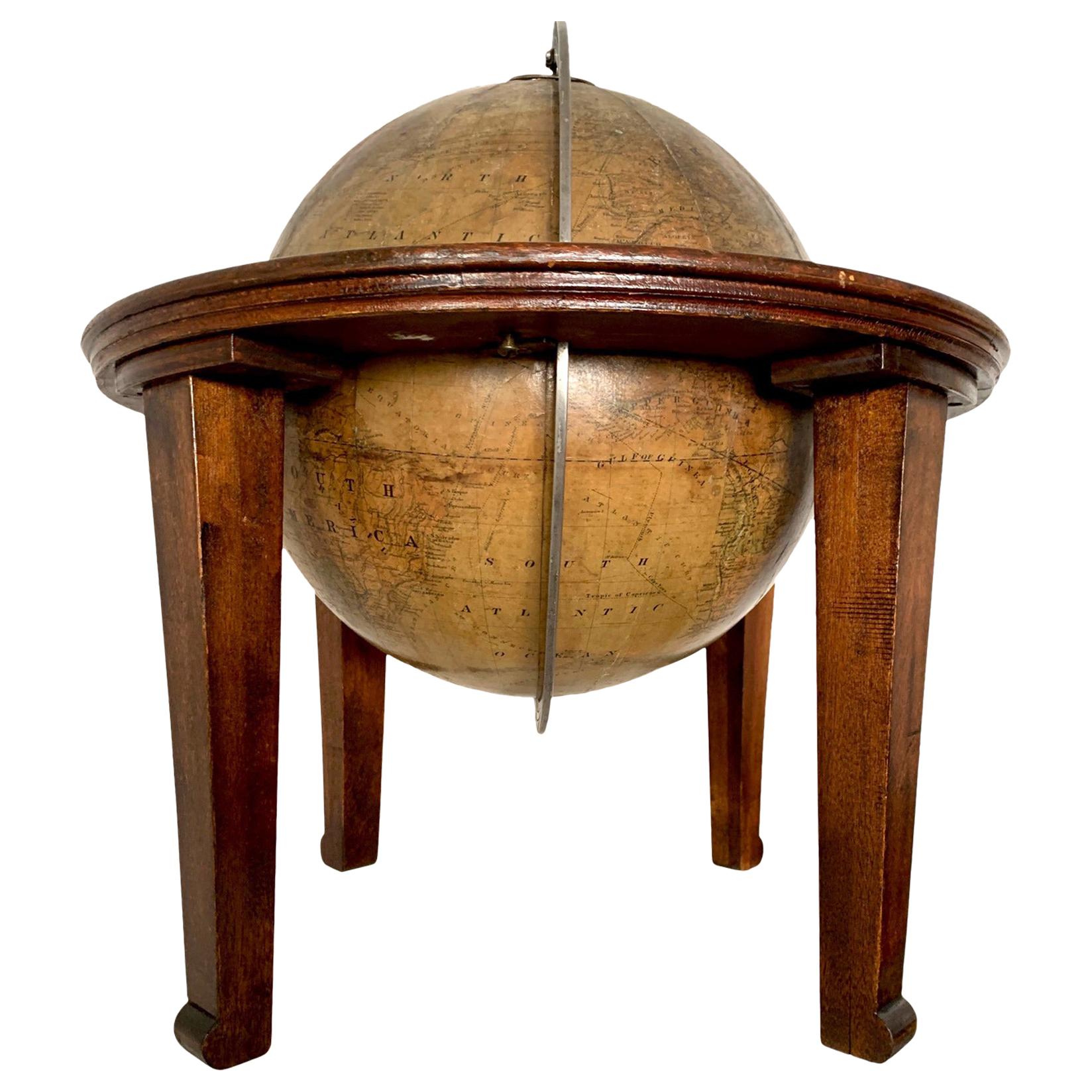 Antique Table Globe Schedler's New York Mahogany Paper