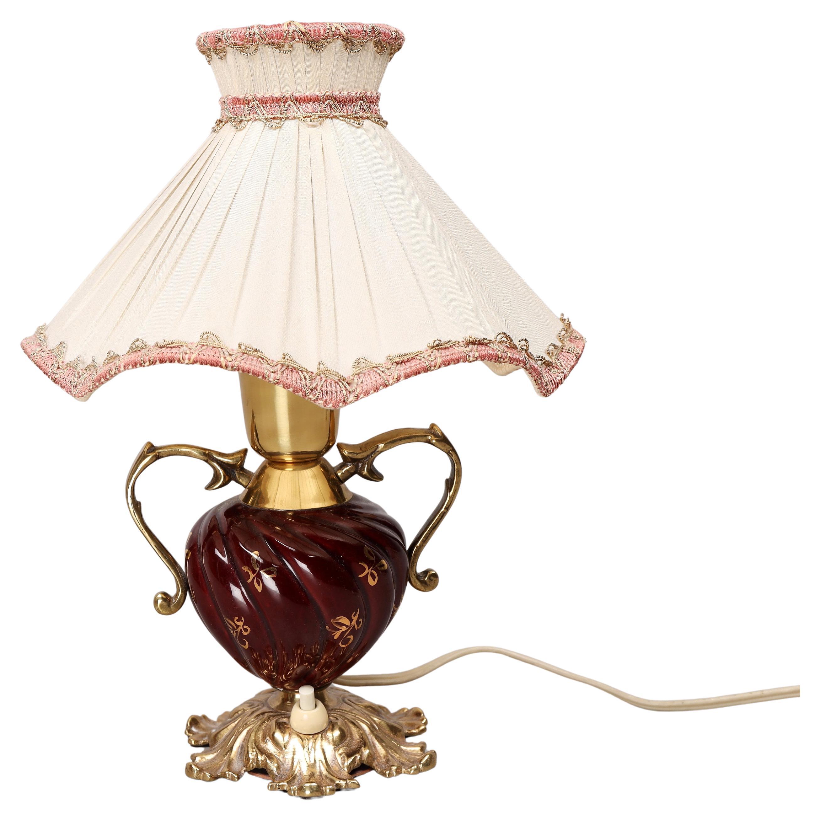 Antique TABLE LAMP Hollywood Regency brass Ceramic Classic Lamp EWÅ, Värnamo For Sale