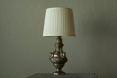 Antique Table Lamp in Patinated Silver Plated Brass 19th Century