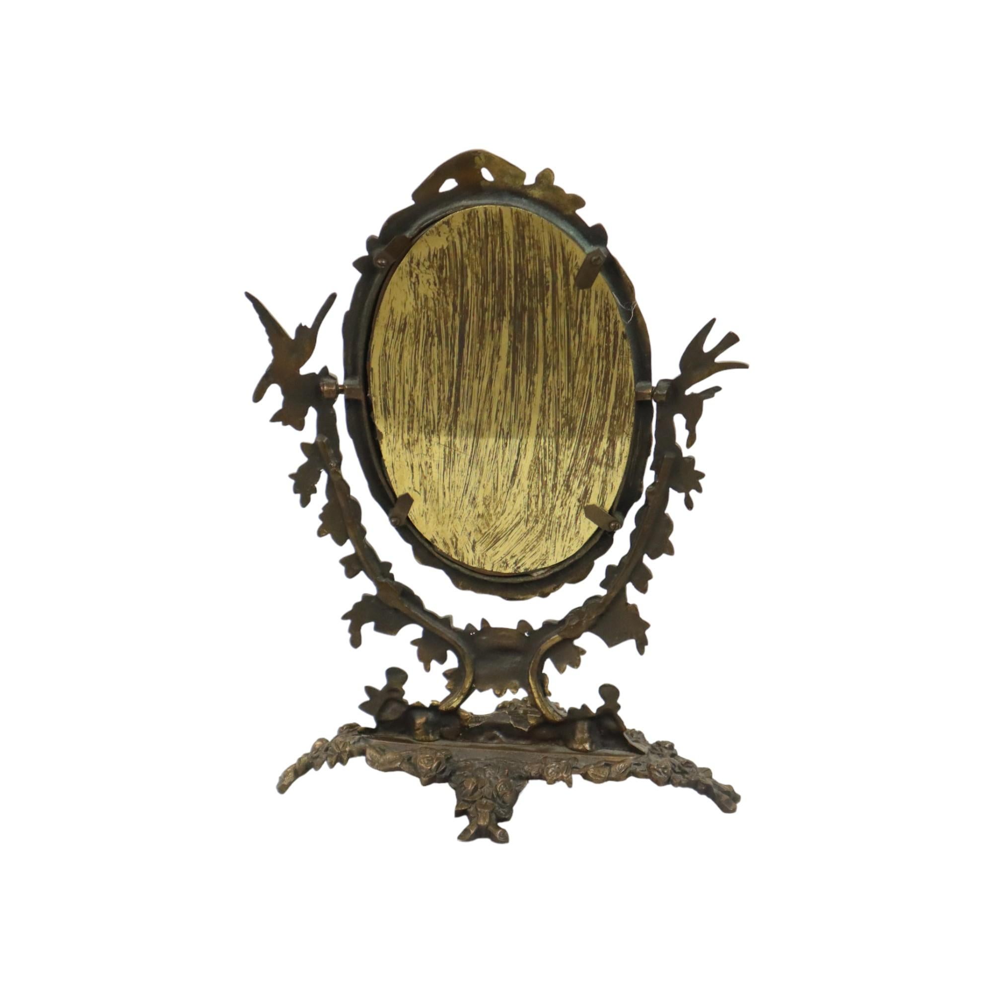 Miroir de table ancien en bronze doré Art Nouveau en vente 2