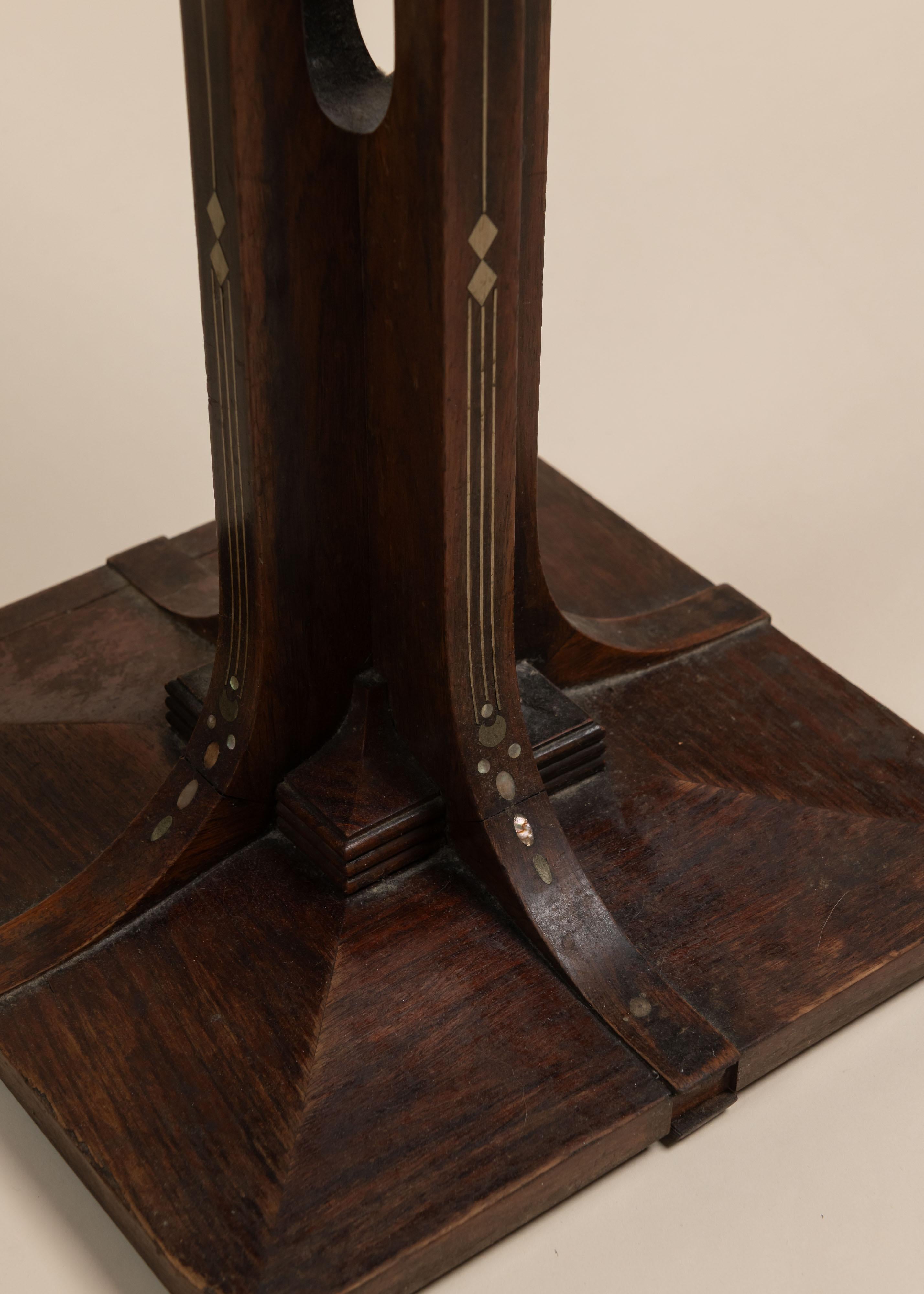 Italian Antique Table of Wood, Brass and Mother of Pearl Inlay,  Carlo Zen, C 1900s For Sale