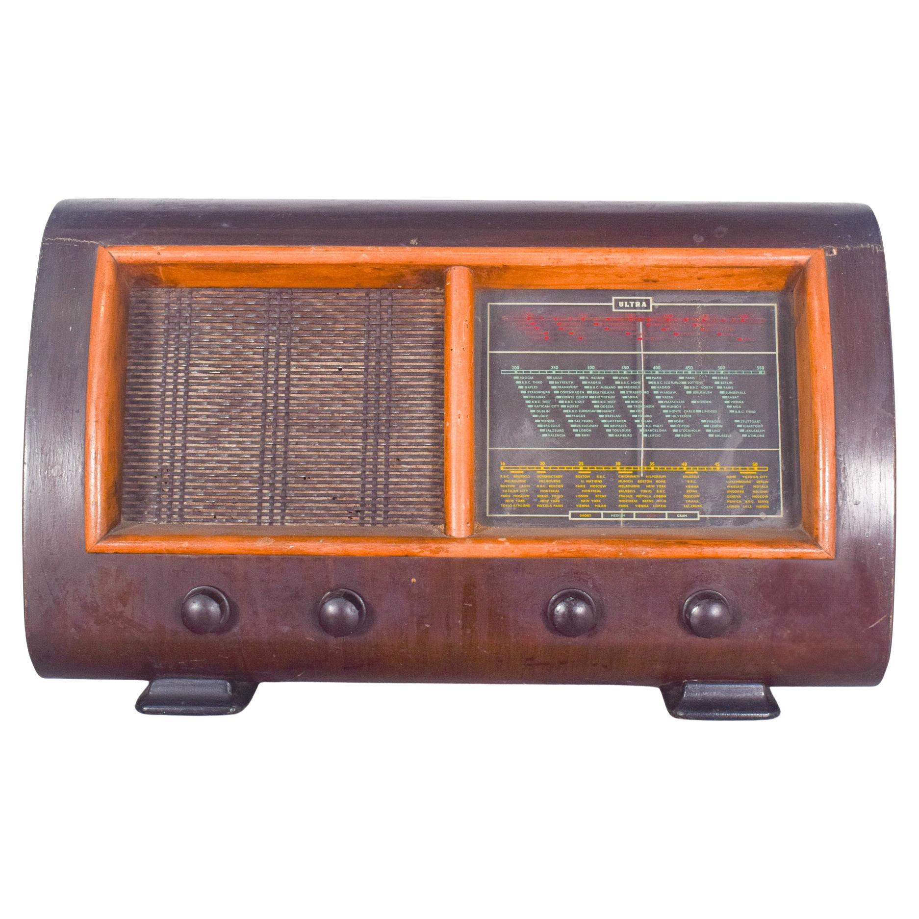 Antikes Tisch Radio mit Holzgehäuse