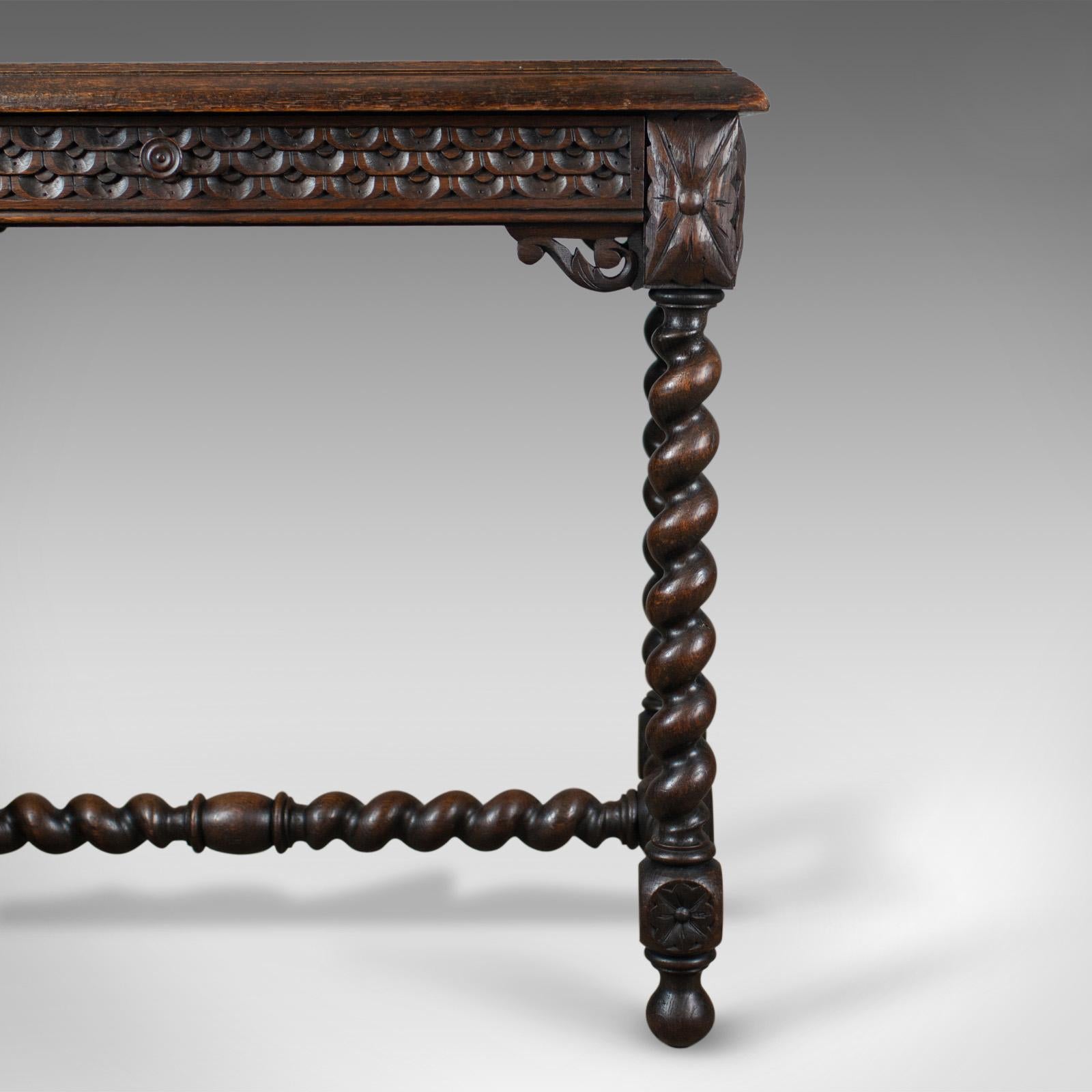 Antique Table, Scottish, Oak, Carved, Barley Twist, Side, circa 1880 2