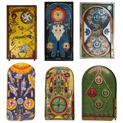 Collection de plateaux de flipper de table antiques:: ensemble de 6:: circa 1920-1940