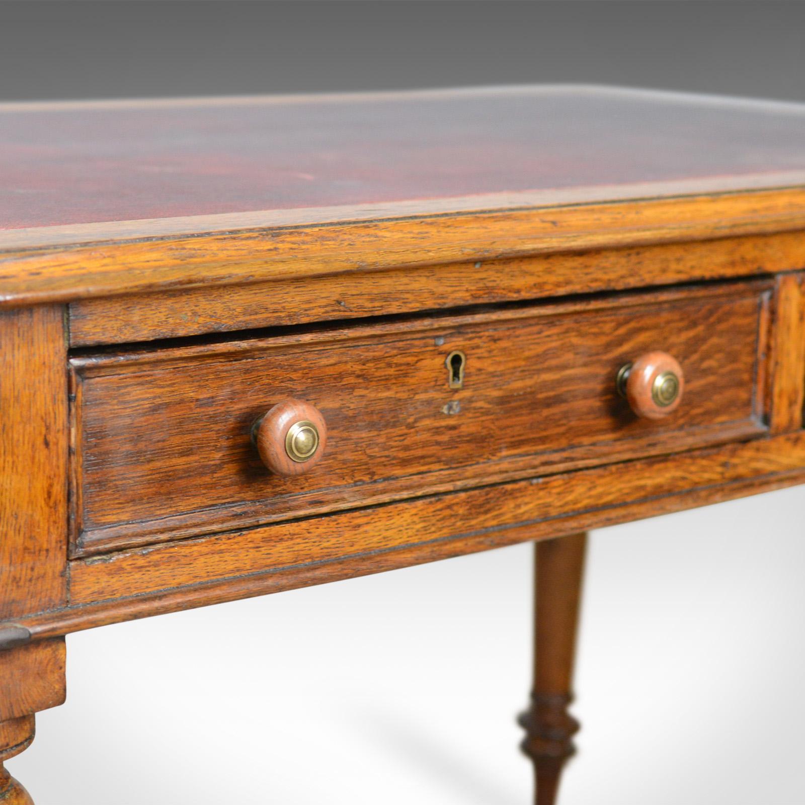Antique Table, Victorian Library Desk, English, Oak, 19th Century, circa 1870 In Good Condition In Hele, Devon, GB