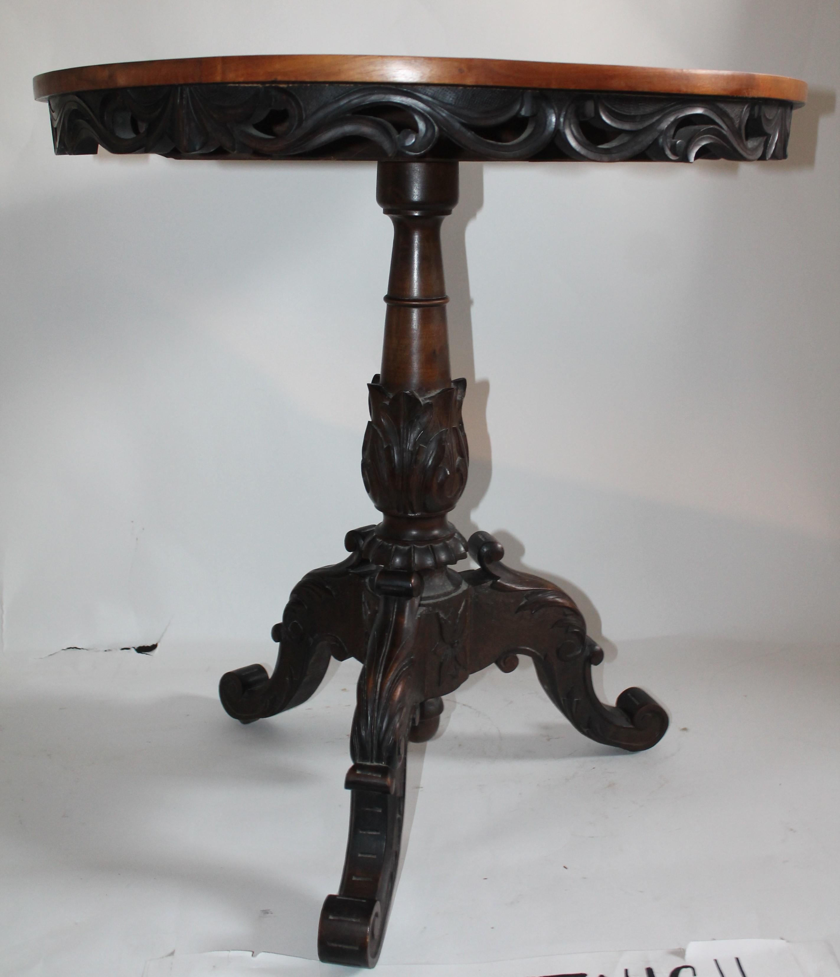 Wood Antique Table with 19th Century Marque Inlaid Stars Top