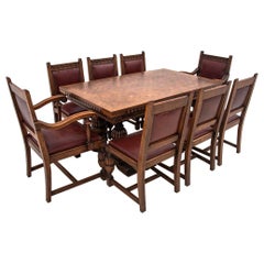 Antique Table with Chairs and Armchairs, Western Europe, circa 1920