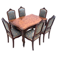 Antique Table with Chairs, France, Around 1900, Renovated