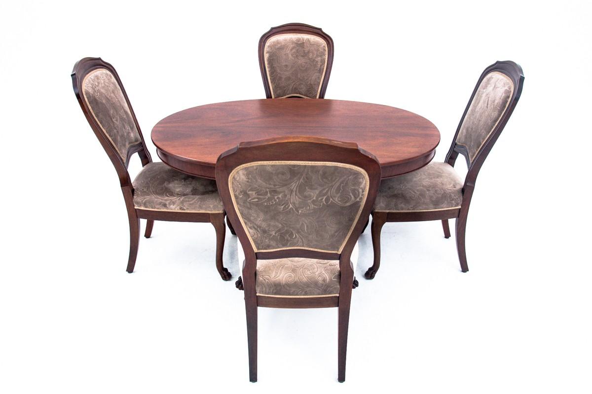 Danish Antique Table with Chairs, Northern Europe, After Renovation