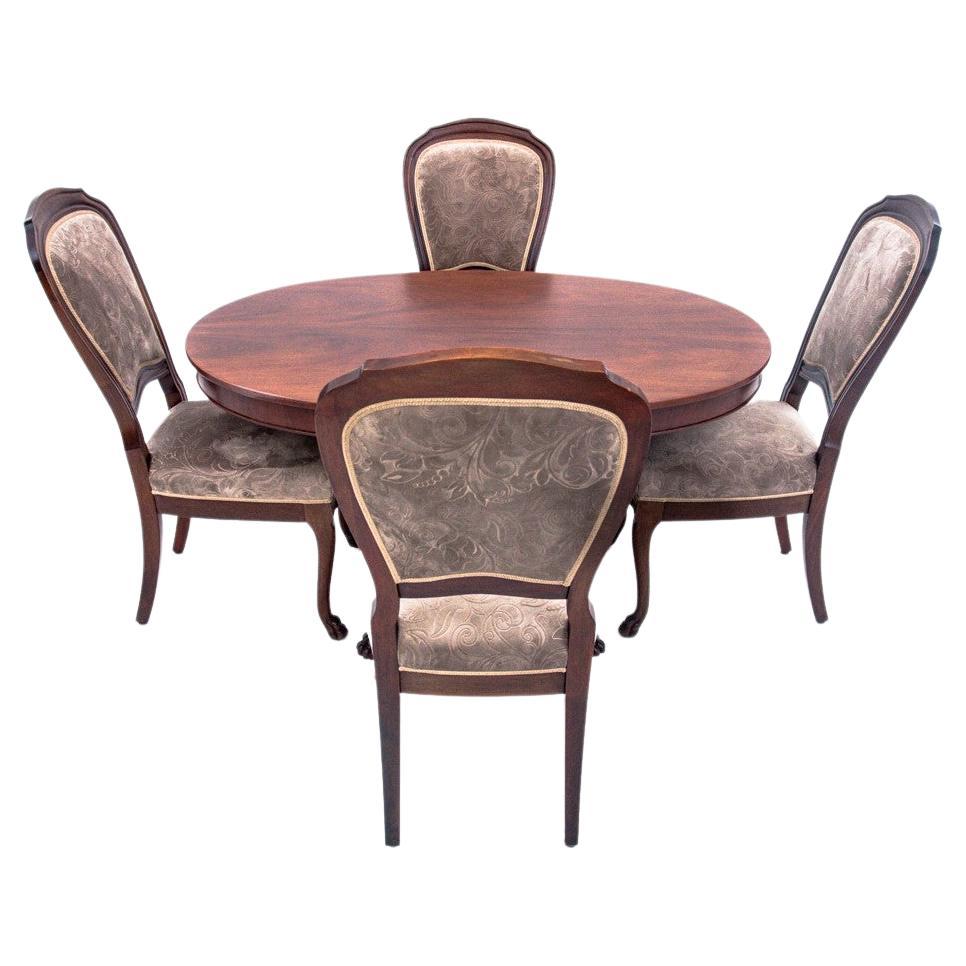 Antique Table with Chairs, Northern Europe, After Renovation