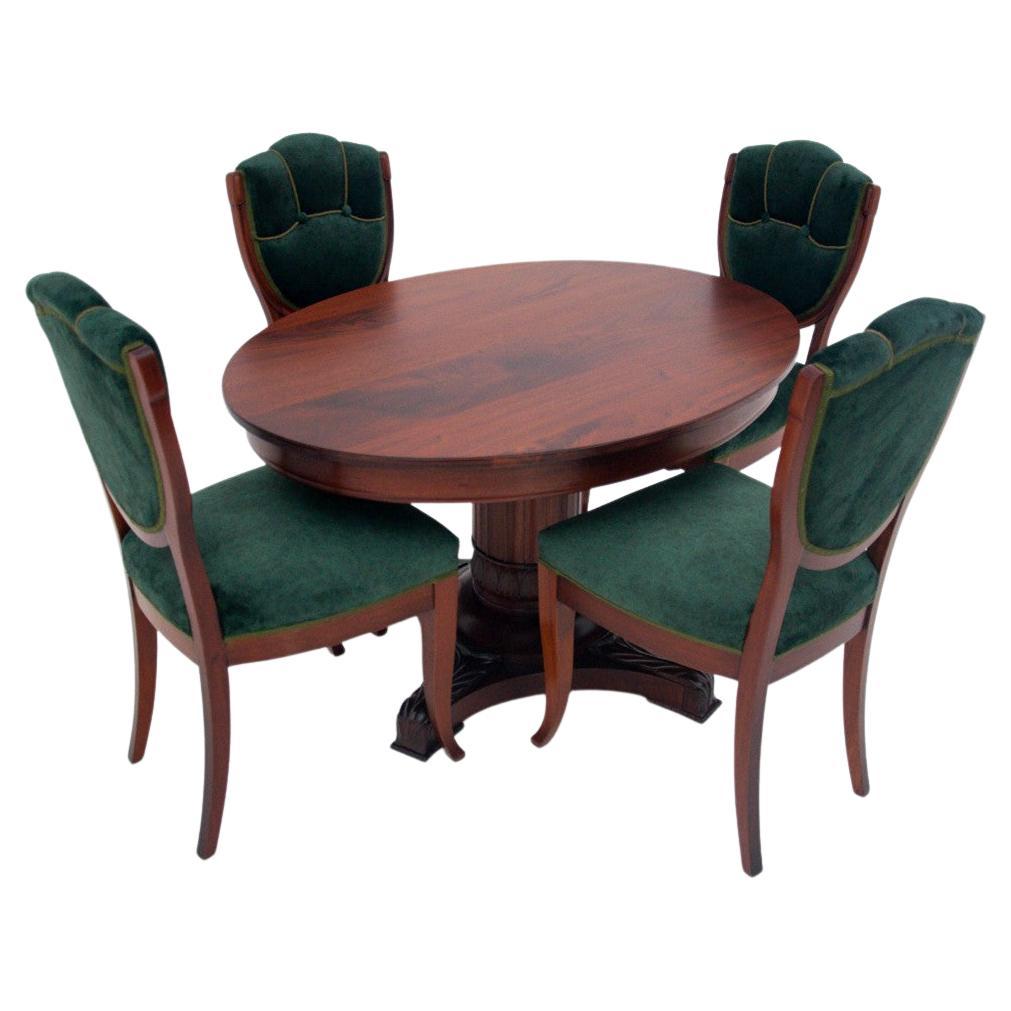 Antique Table with Chairs, Northern Europe, Early 20th Century For Sale