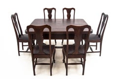 Antique Table with Chairs, Western Europe, circa 1920, after Renovation