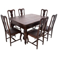 Antique Table with Chairs, Western Europe, Around 1920, After Renovation