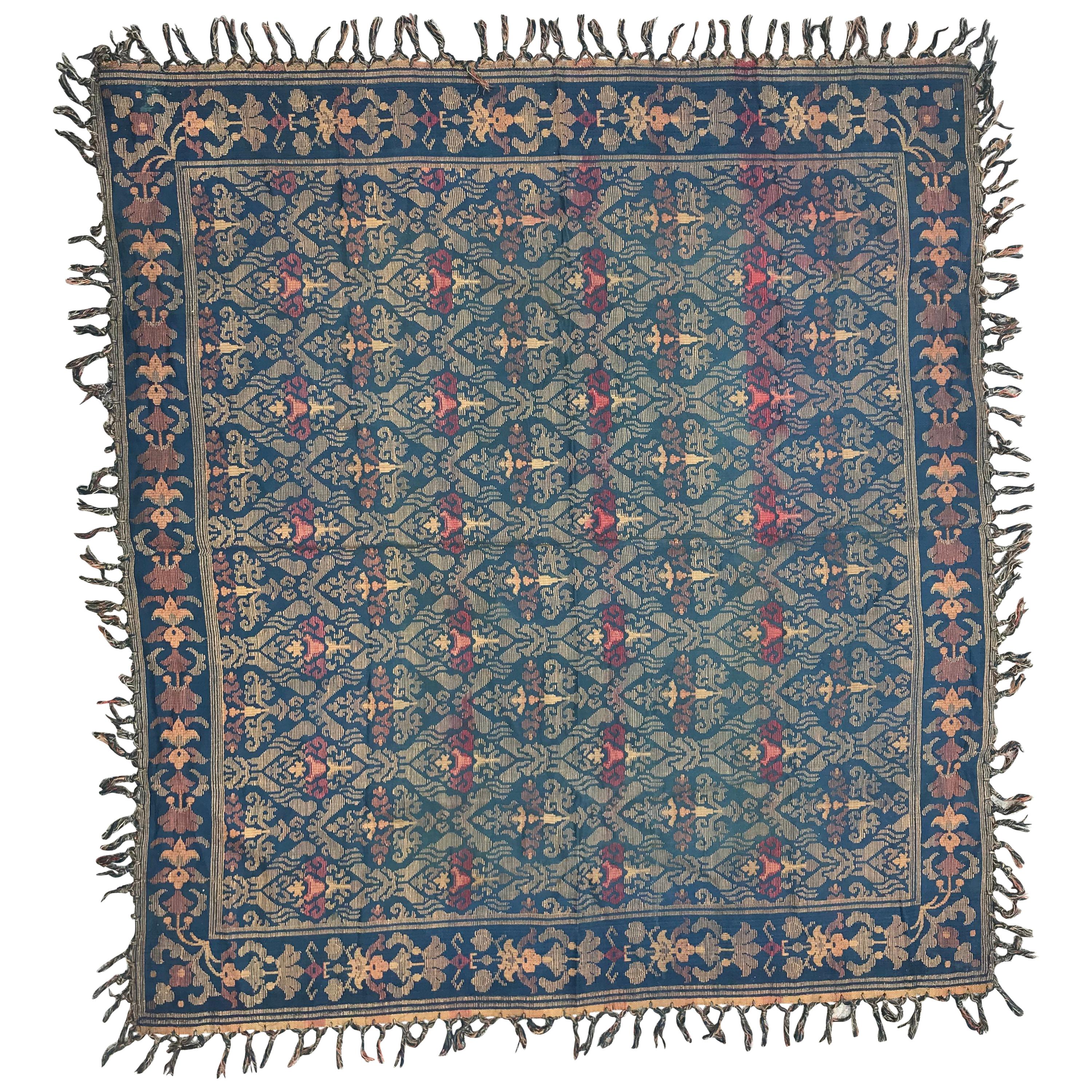 Antique Tablecloth Jaquar Loom Woven For Sale