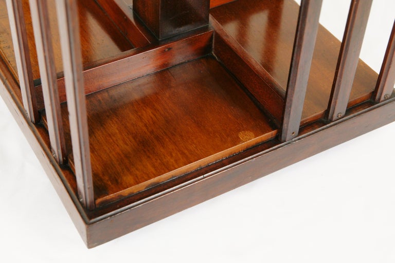 Antique Tabletop Revolving Bookcase, Walnut Bookstand, Scotland 1900