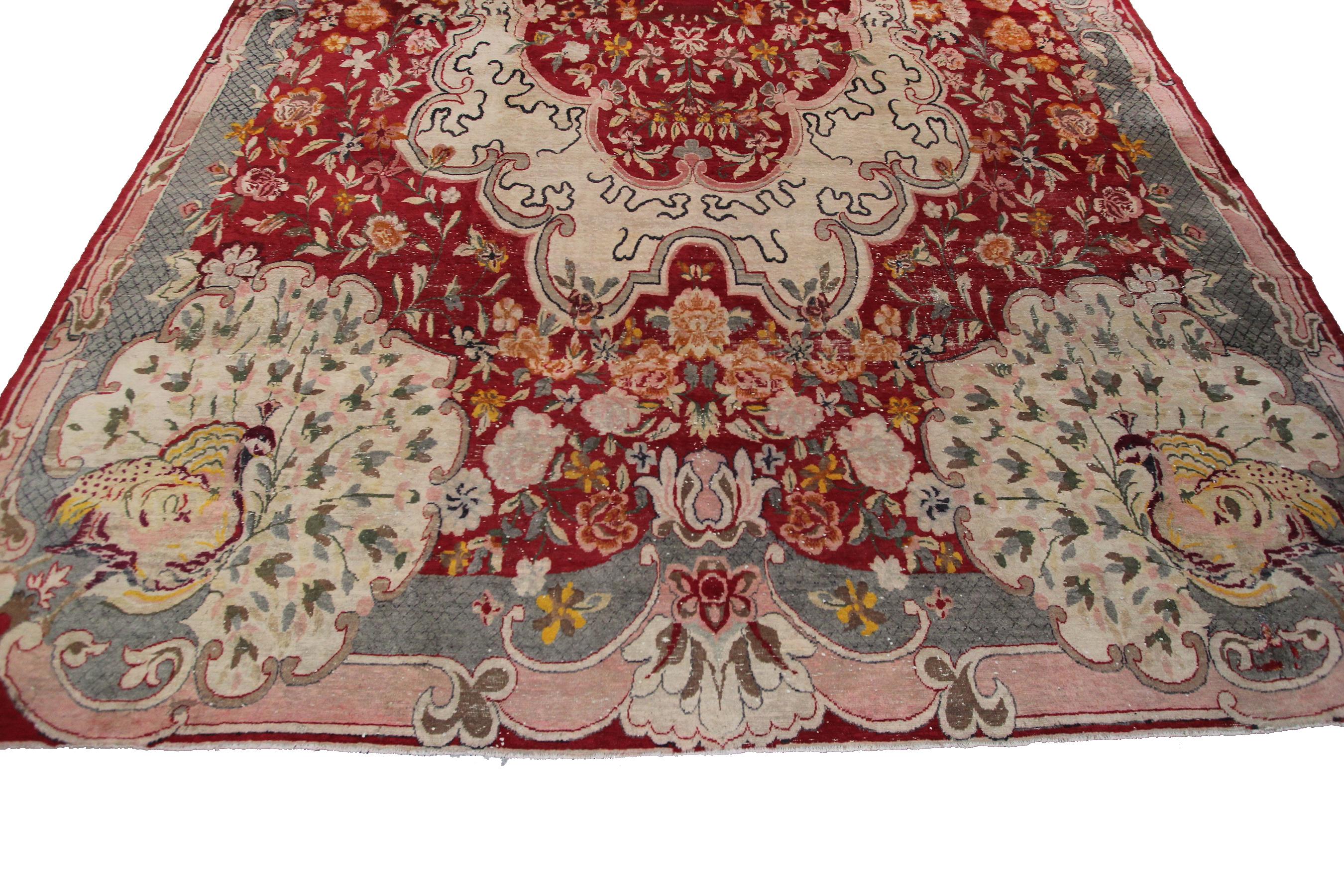Persiano Tappeto antico Tabriz Art Deco Tappeto antico persiano Tabriz 11x16 sovradimensionato 338cm x 470cm in vendita