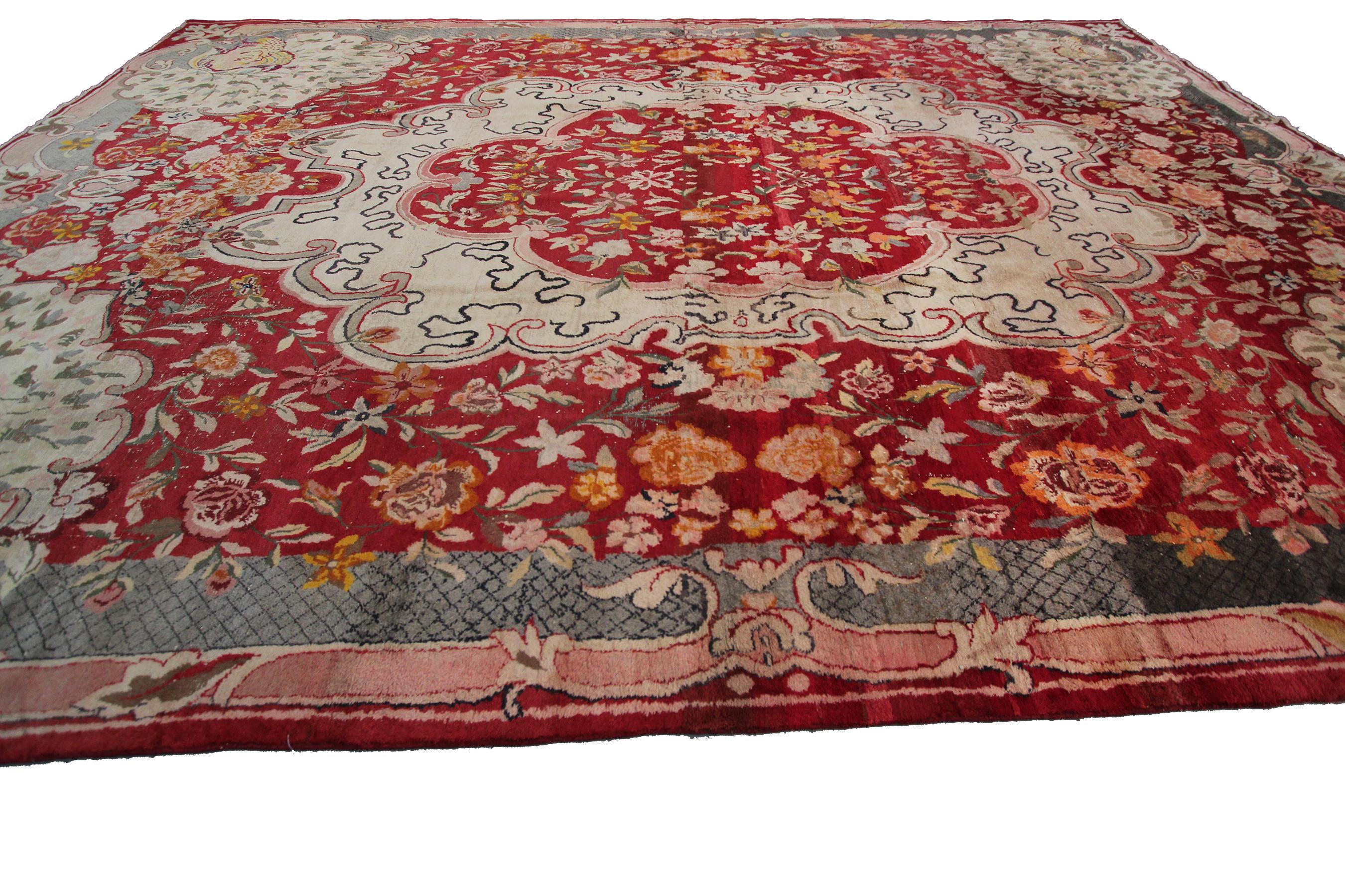 Early 20th Century Antique Tabriz Art Deco Rug Antique Persian Tabriz 11x16 Oversized 338cm x 470cm For Sale