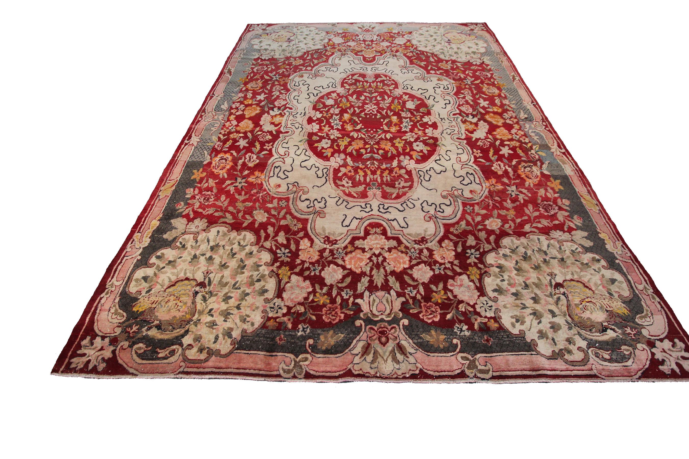 Wool Antique Tabriz Art Deco Rug Antique Persian Tabriz 11x16 Oversized 338cm x 470cm For Sale