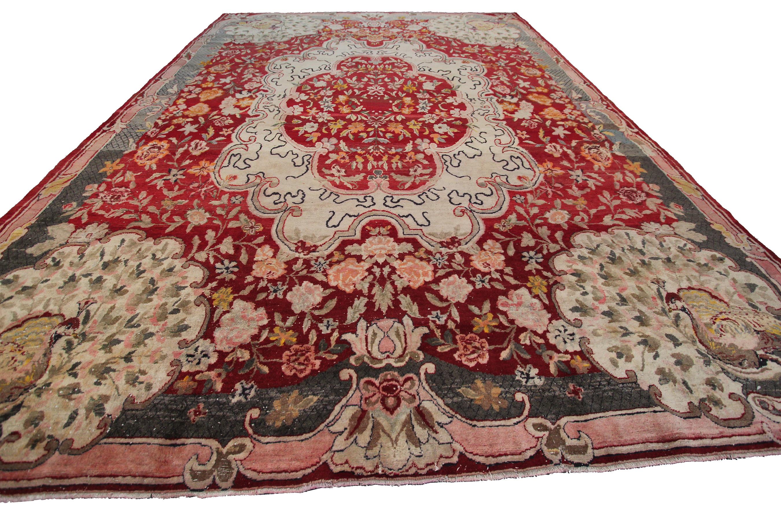 Lana Tappeto antico Tabriz Art Deco Tappeto antico persiano Tabriz 11x16 sovradimensionato 338cm x 470cm in vendita