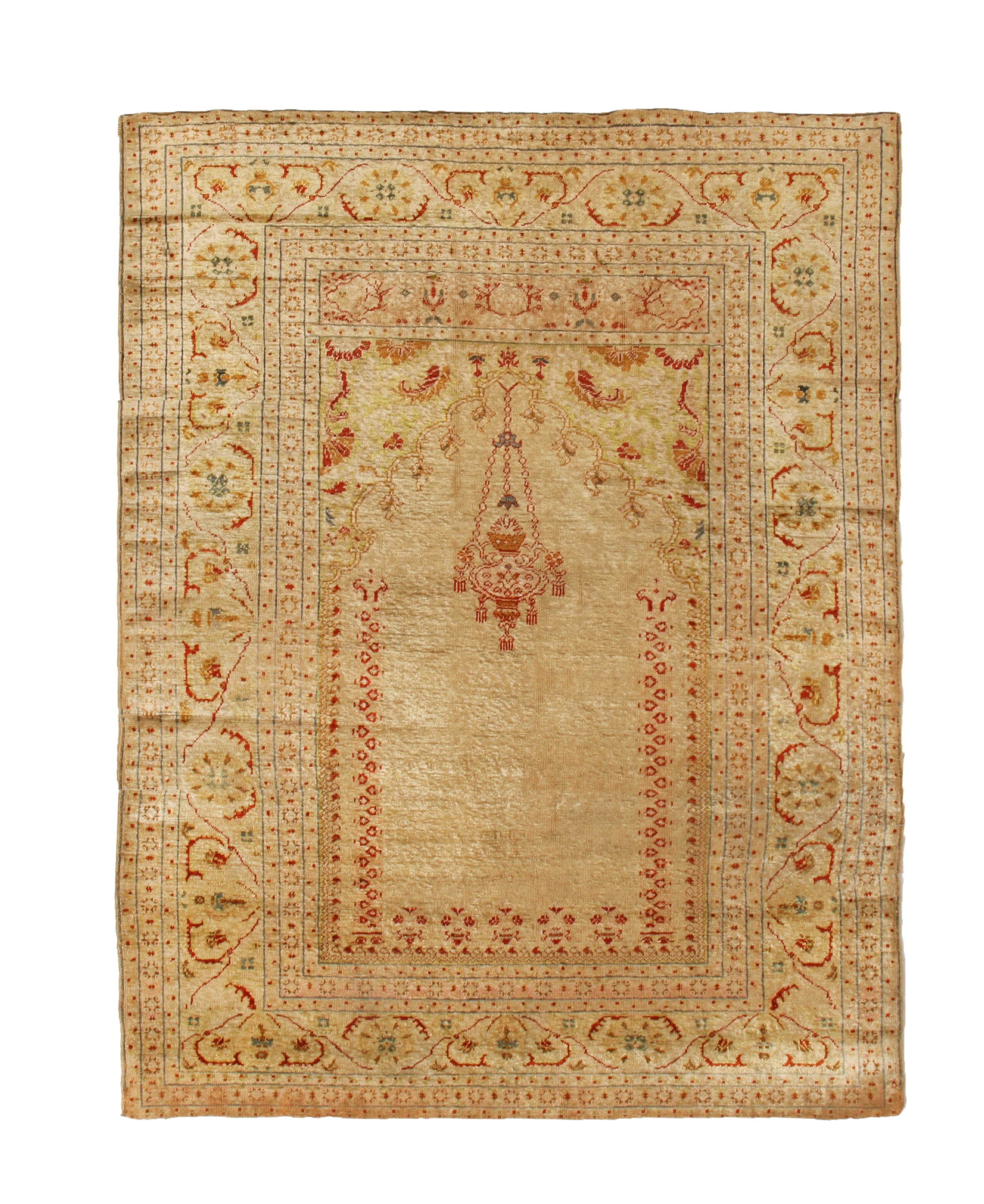 Tappeto antico Tabriz in lana persiana beige e rossa di Rug & Kilim in vendita