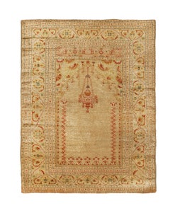 Tapis ancien en laine persane Tabriz beige et rouge par Rug & Kilim
