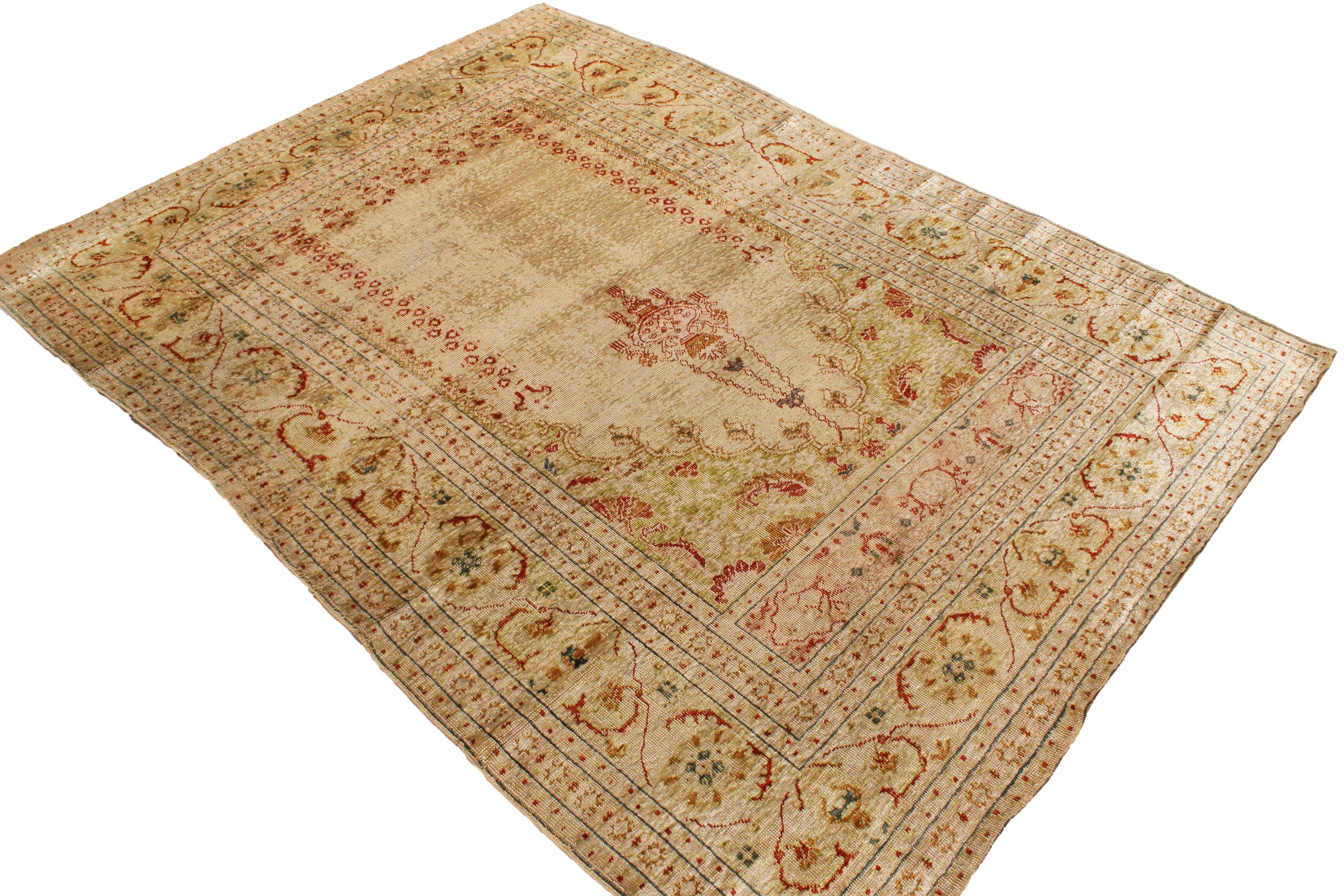 Hand-Knotted Antique Tabriz Beige and Red Persian Wool Rug by Rug & Kilim For Sale