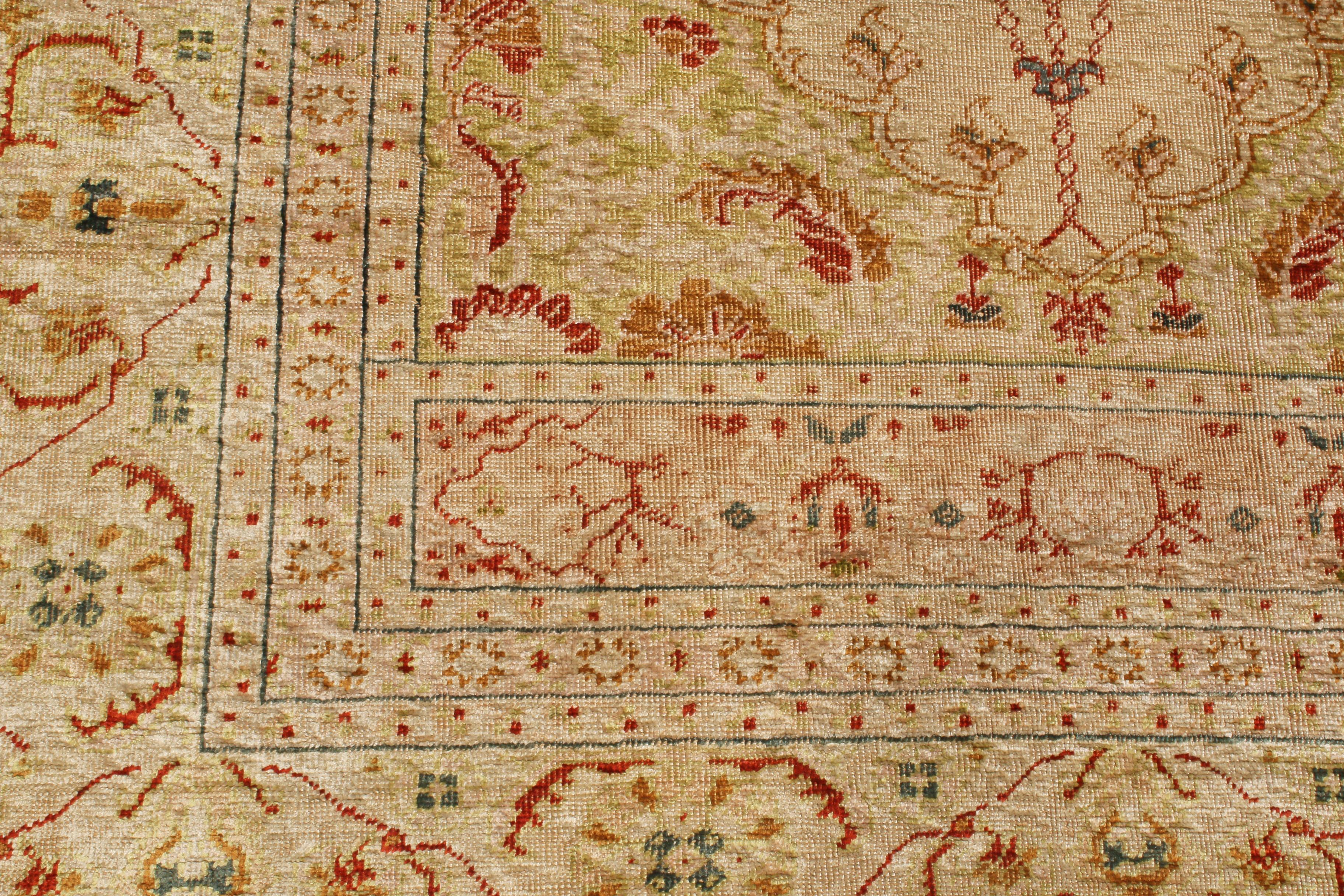 Late 19th Century Antique Tabriz Beige and Red Persian Wool Rug