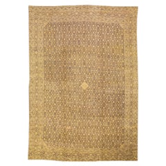 Tappeto antico Tabriz Beige fatto a mano in lana persiana con disegno a trifoglio