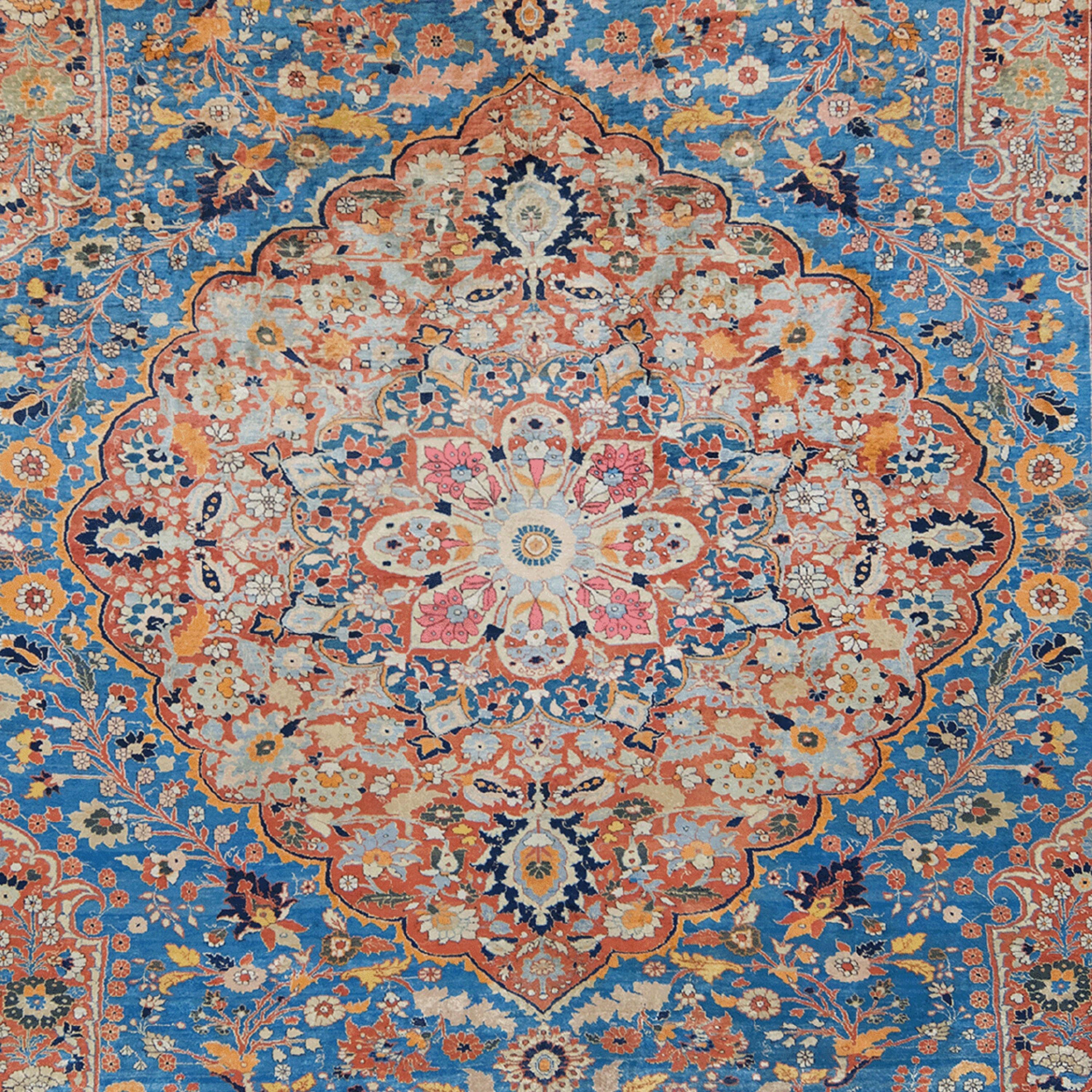 Persian Antique Tabriz Carpet - 19th Century Antique Silk Tabriz Carpet, Antique Carpet For Sale