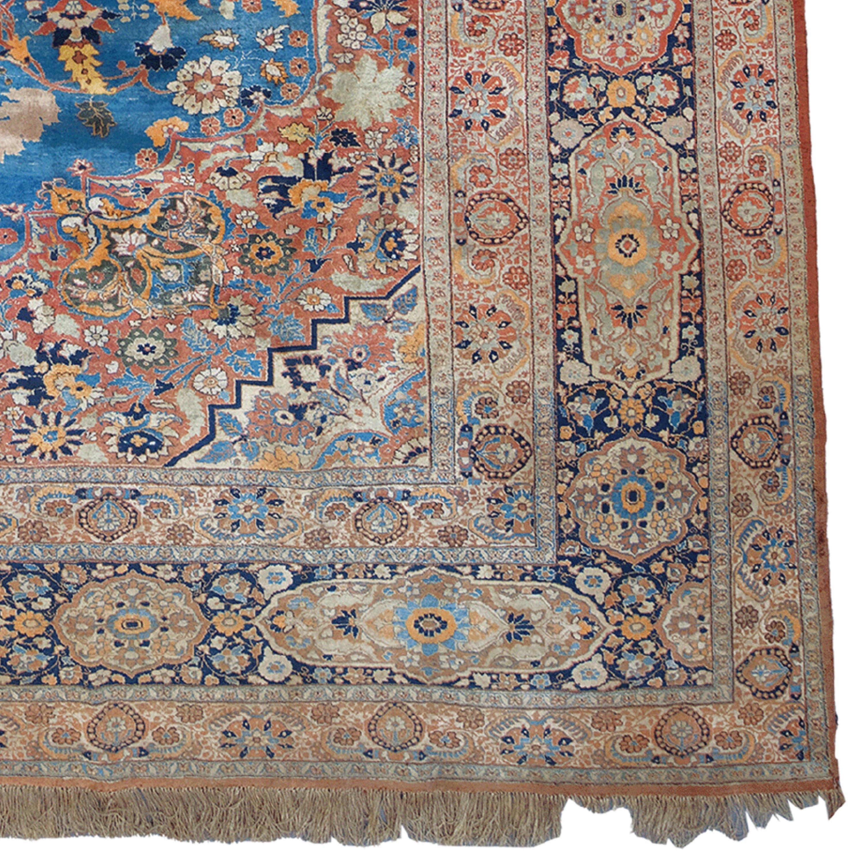 XIXe siècle Tapis ancien de Tabriz - Tapis ancien de Tabriz en soie du 19ème siècle, Tapis ancien en vente