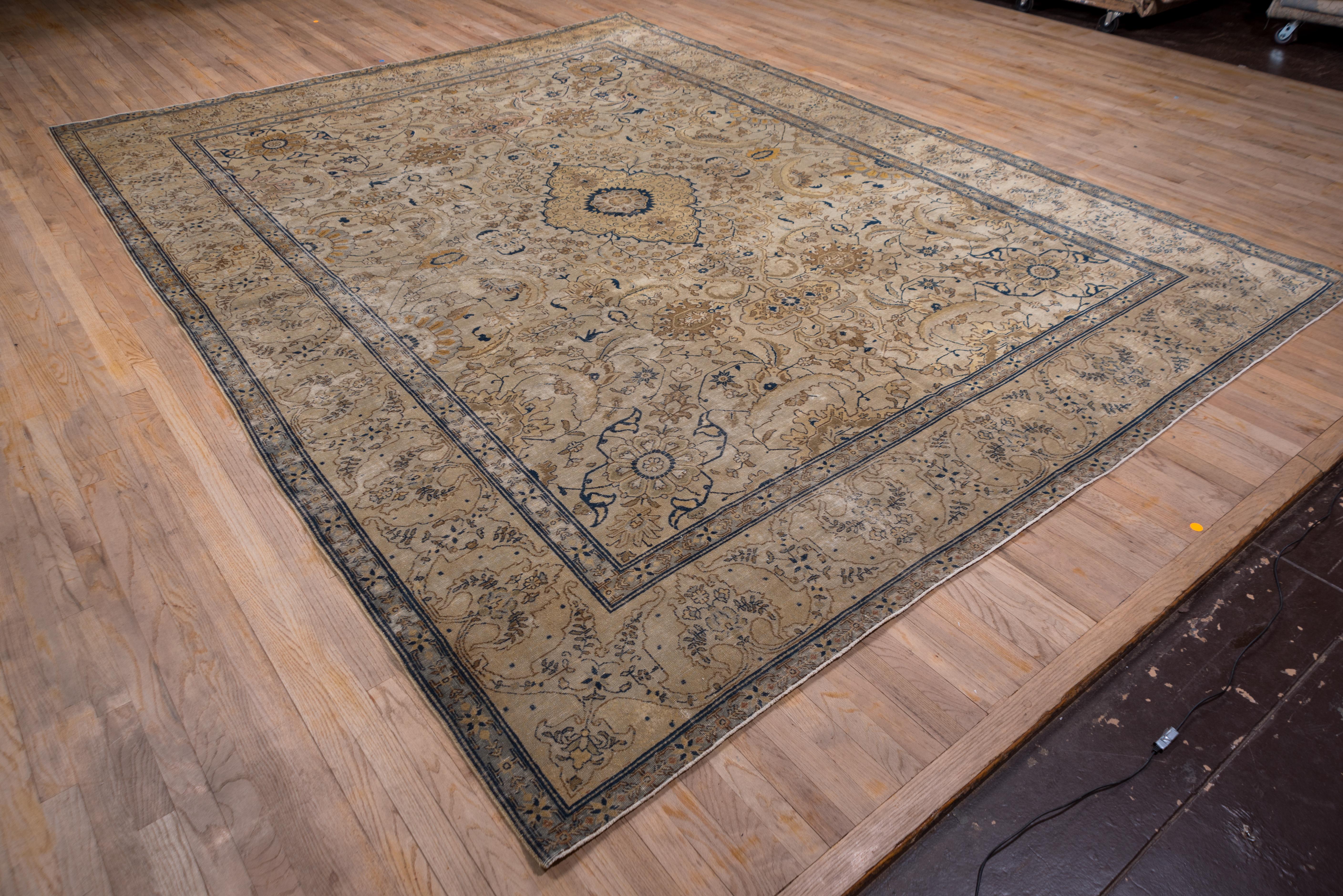 Antique Tabriz Carpet, circa 1920s Gold Tones For Sale 6