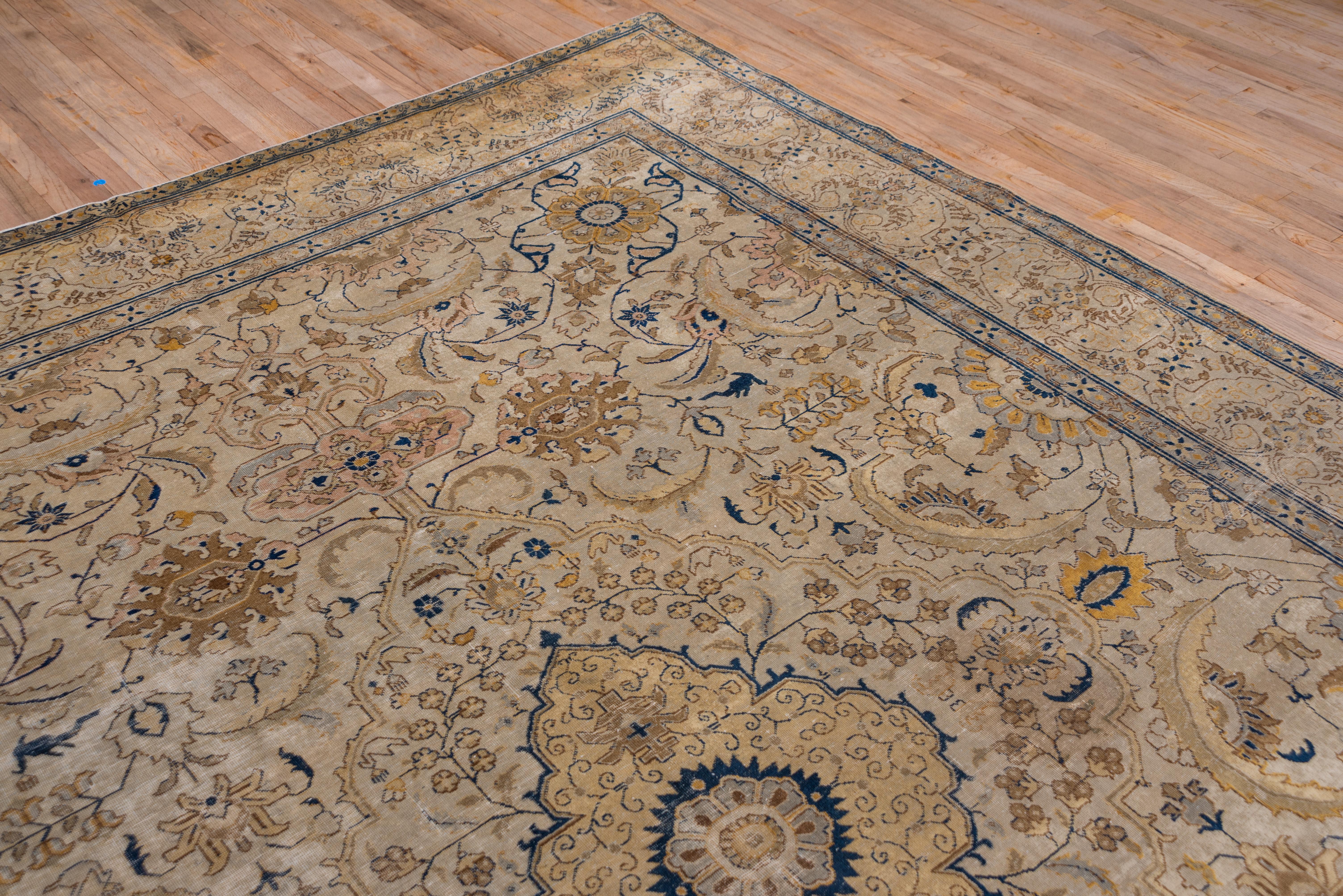 Antique Tabriz Carpet, circa 1920s Gold Tones For Sale 8