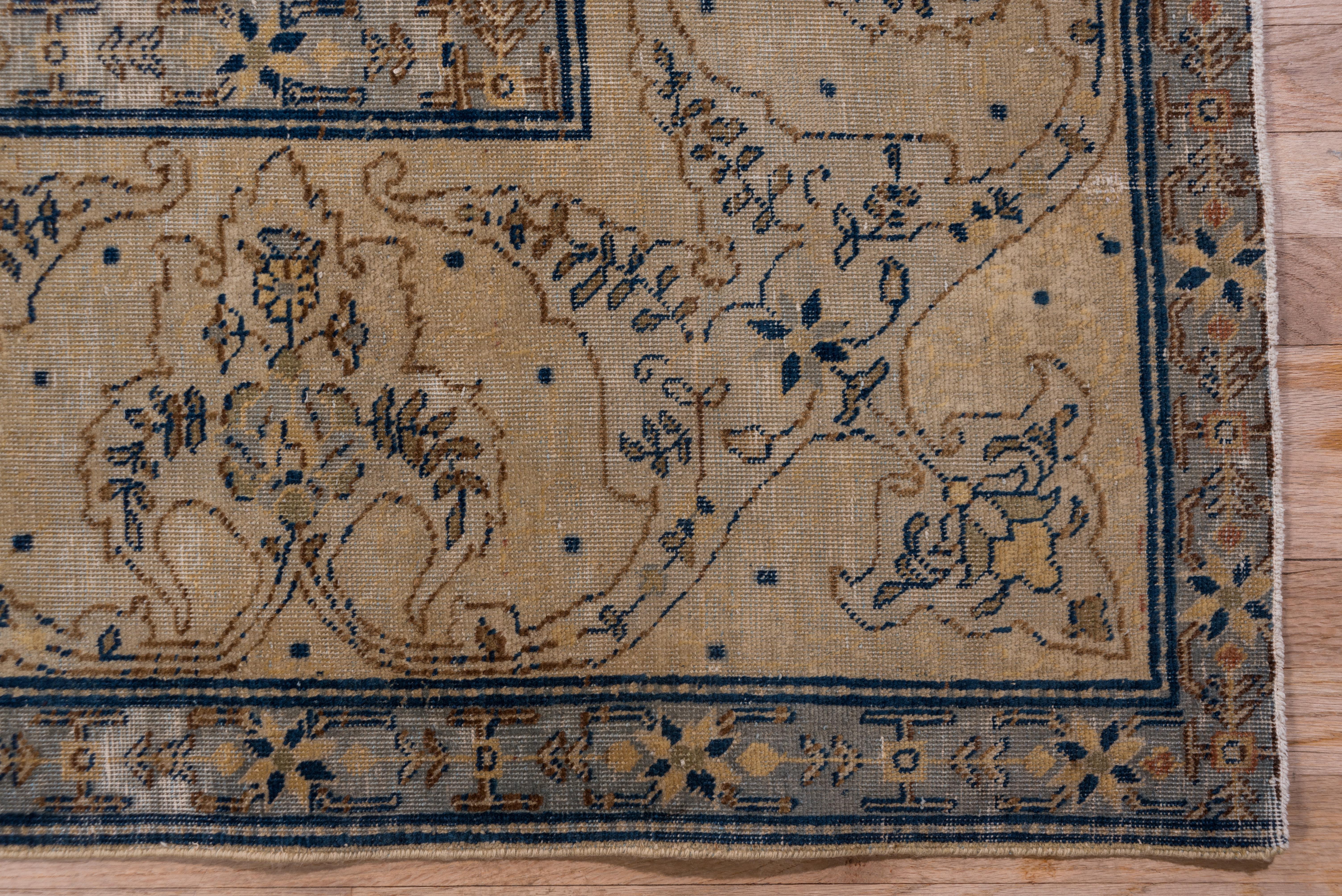 Persian Antique Tabriz Carpet, circa 1920s Gold Tones For Sale