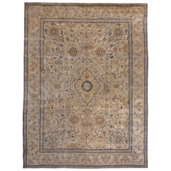 Tapis ancien de Tabriz, vers 1920 tons dorés