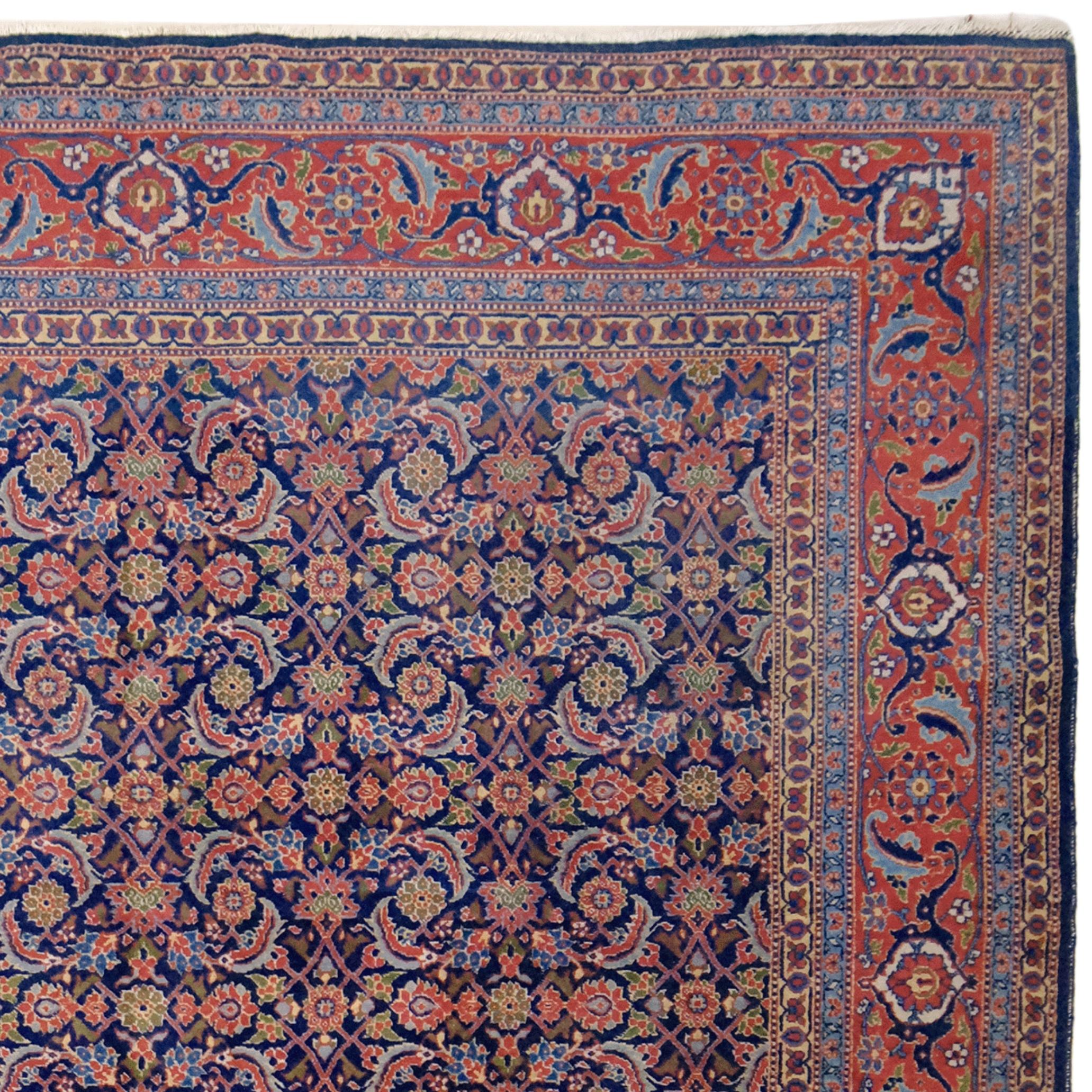 Hand-Woven Antique Tabriz Carpet For Sale