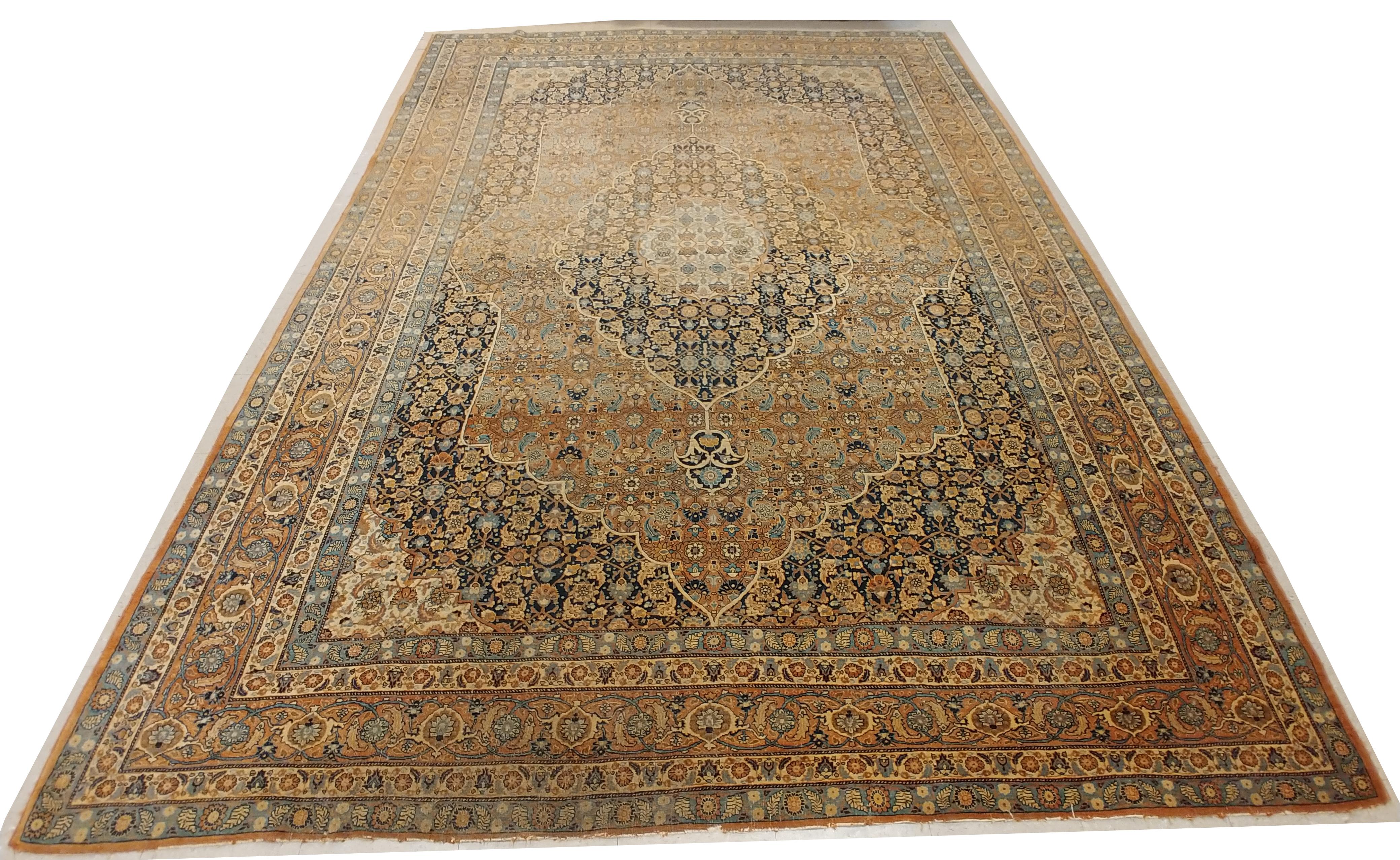 Antique Tabriz Carpet, Hadji Jalili Persian Rug, Earth Tones, Brown, Terracotta 4