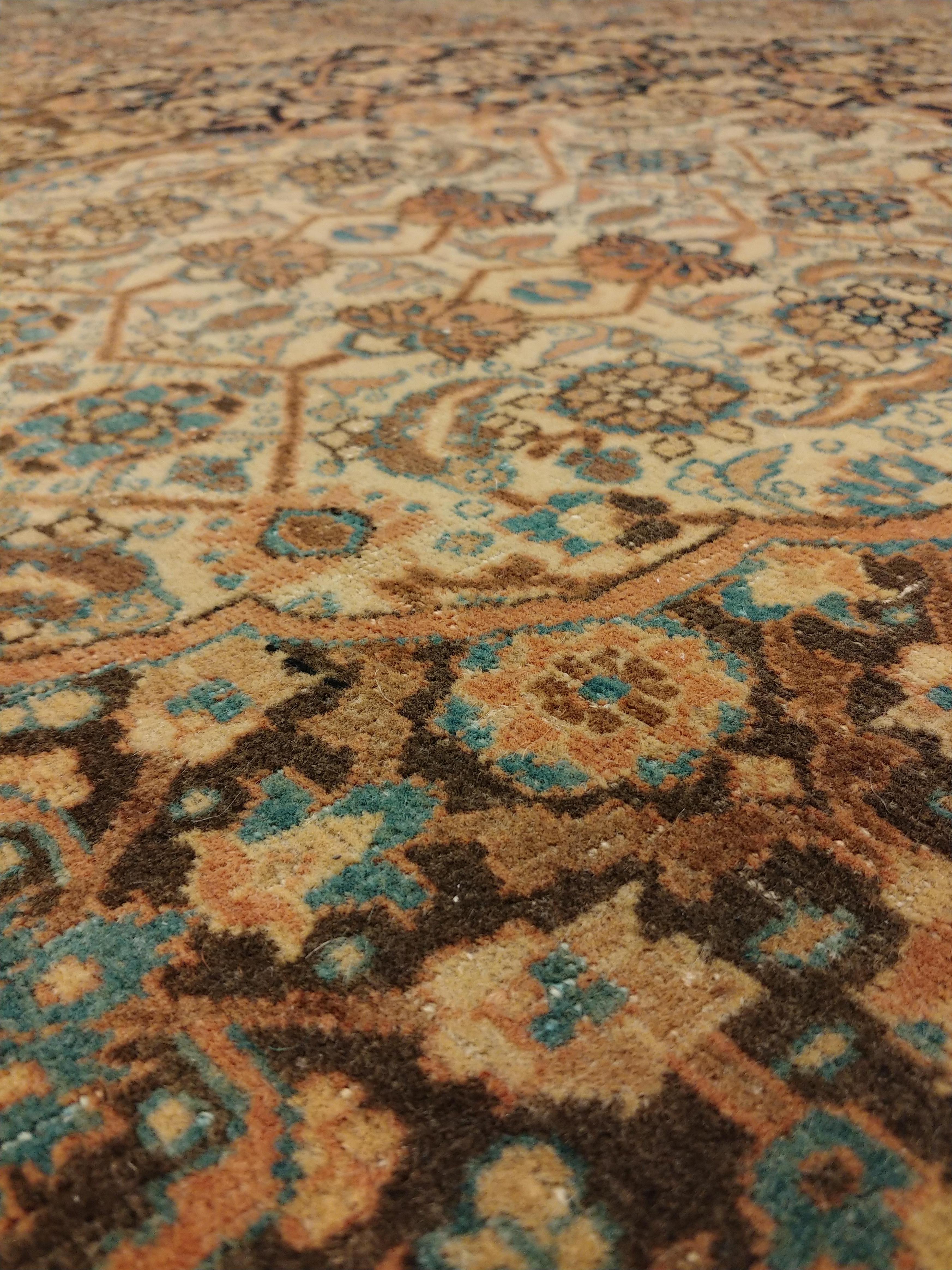 19th Century Antique Tabriz Carpet, Hadji Jalili Persian Rug, Earth Tones, Brown, Terracotta