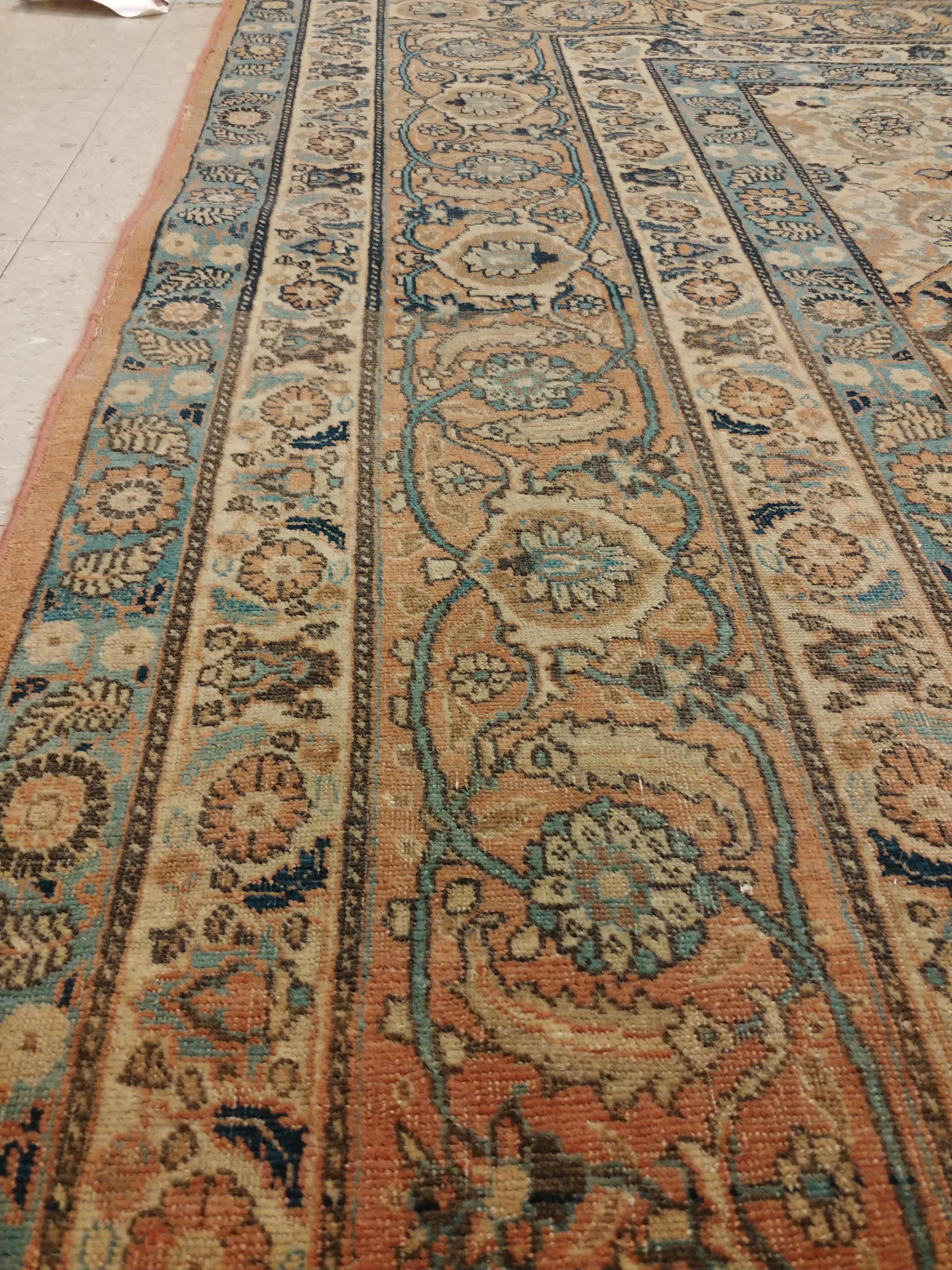Antique Tabriz Carpet, Hadji Jalili Persian Rug, Earth Tones, Brown, Terracotta 1