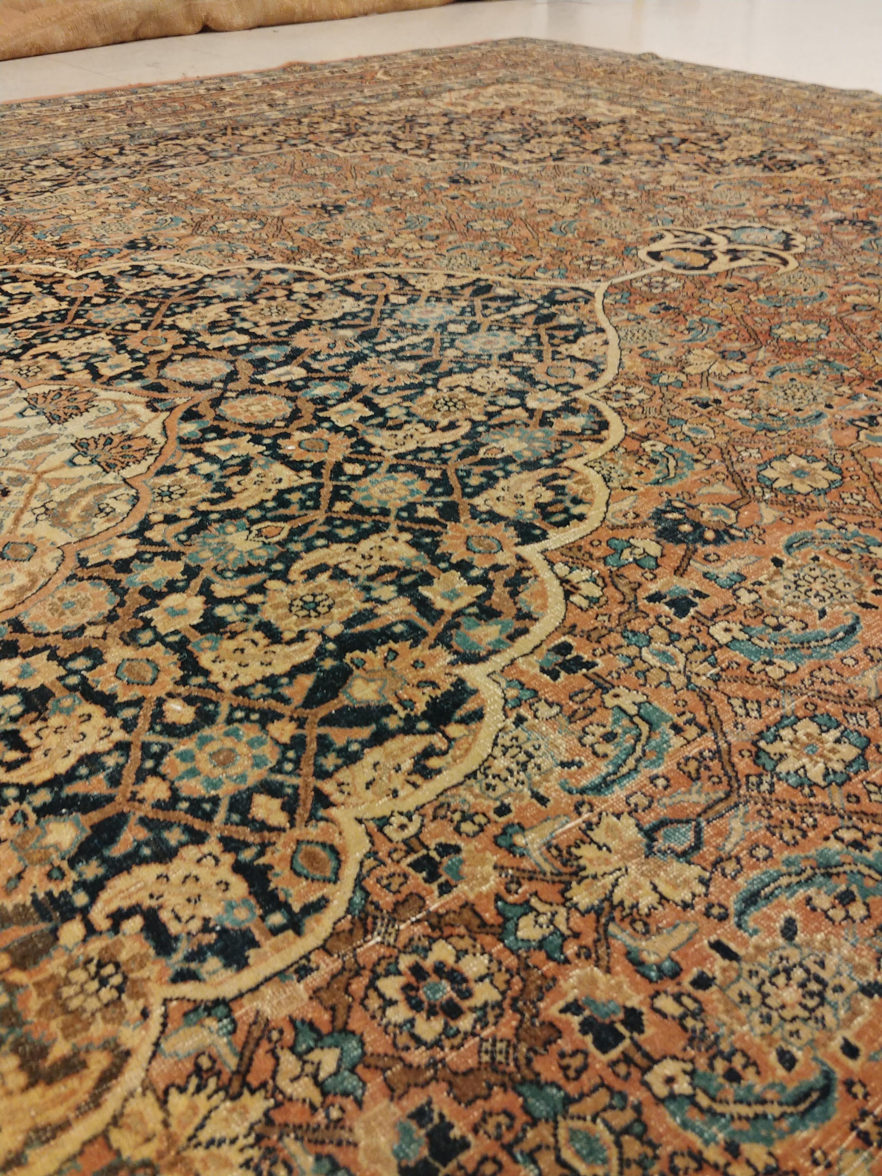 Antique Tabriz Carpet, Hadji Jalili Persian Rug, Earth Tones, Brown, Terracotta 3